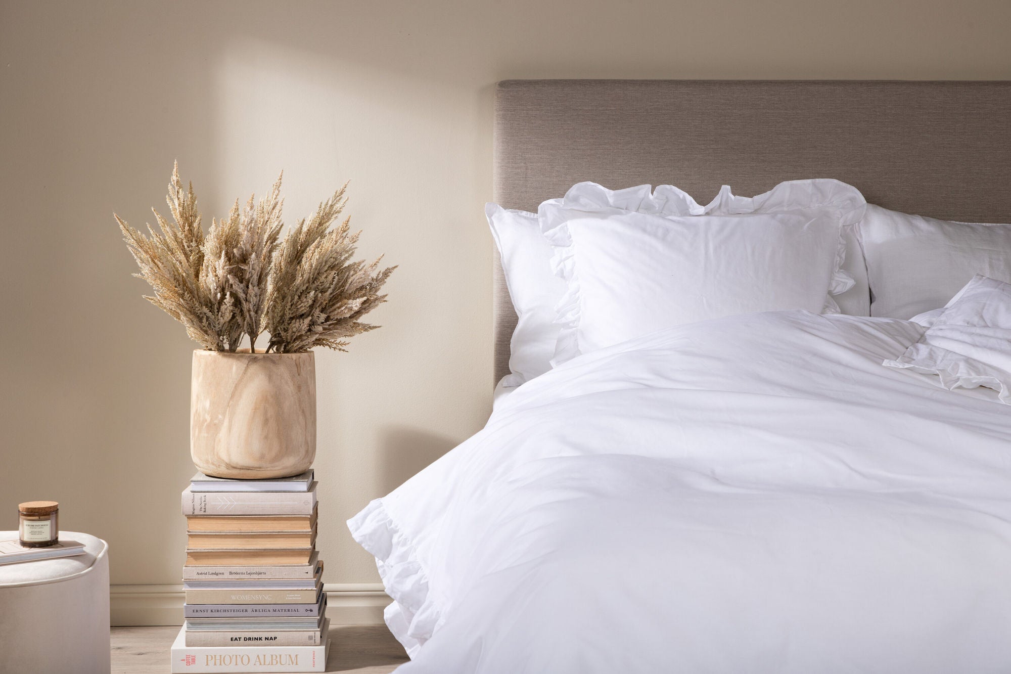 Venture Home Levi Bed Set Cotton w ruffle - White / - 150*200