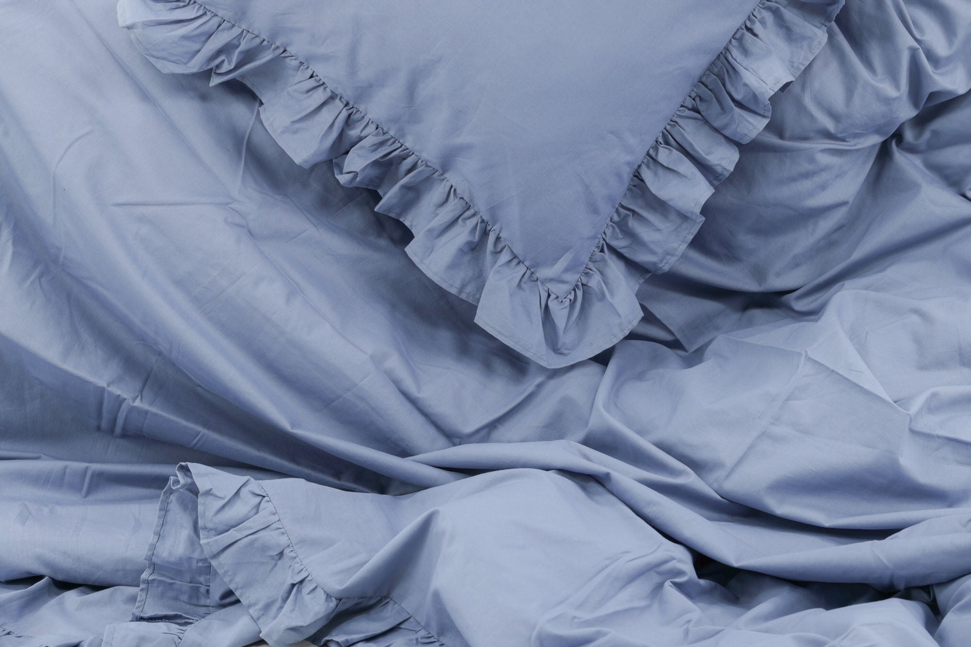 Venture Home Levi Bed Set Cotton w ruffle - Blue - 150*200