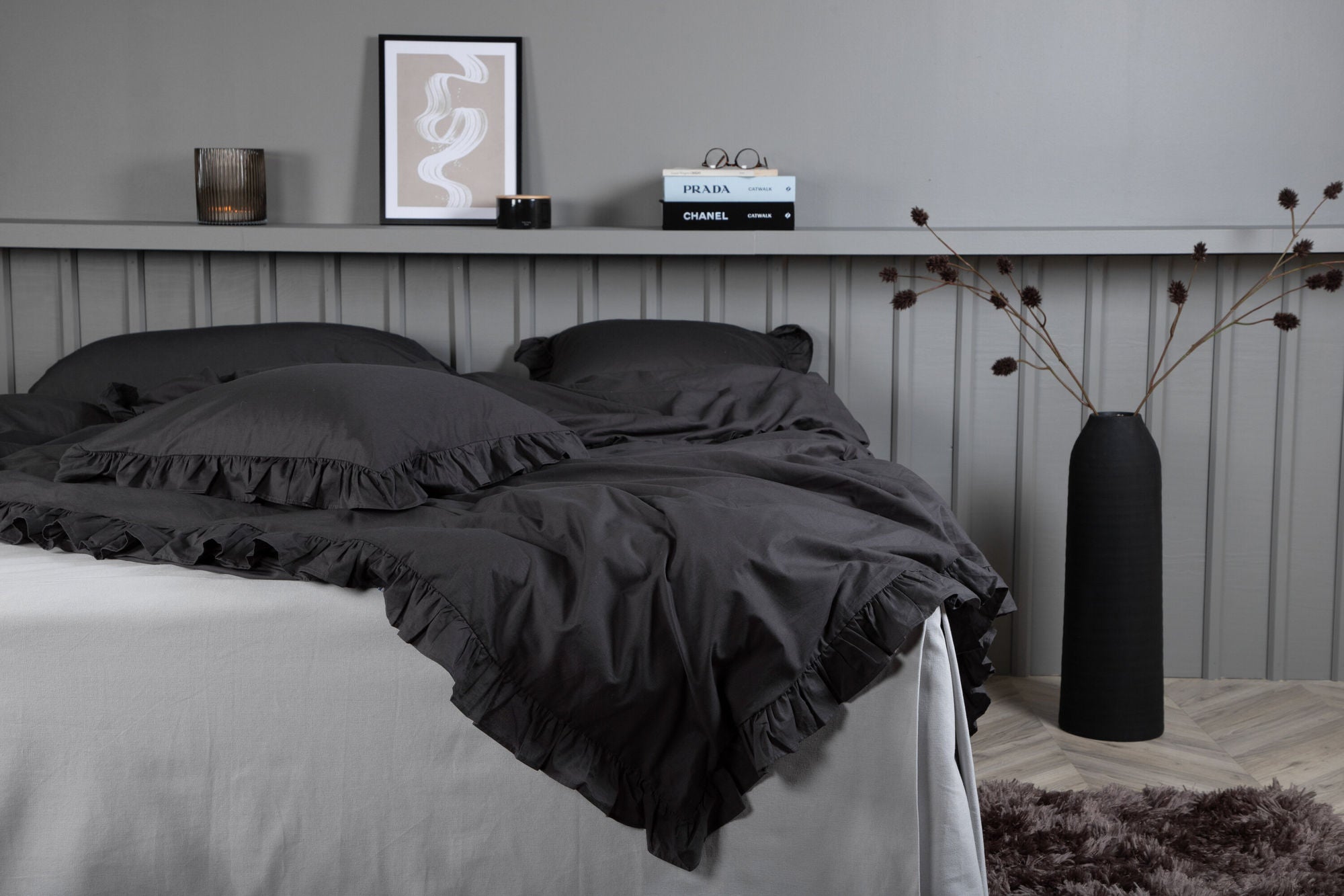 Venture Home Levi Bed Set Cotton w ruffle - Antracit /  - 240*220