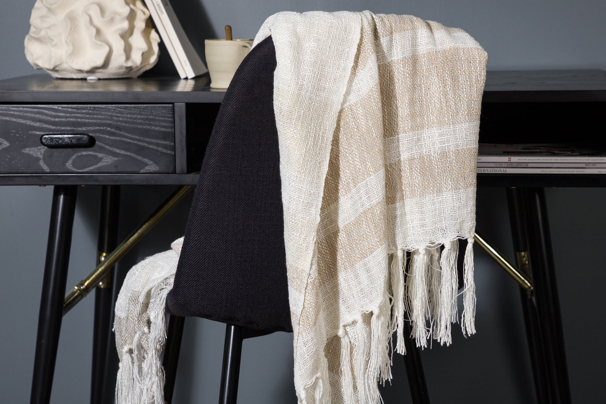 Venture Home Sandy Throw Slub/polyester - Offwhite/beige/brown / - 170*130
