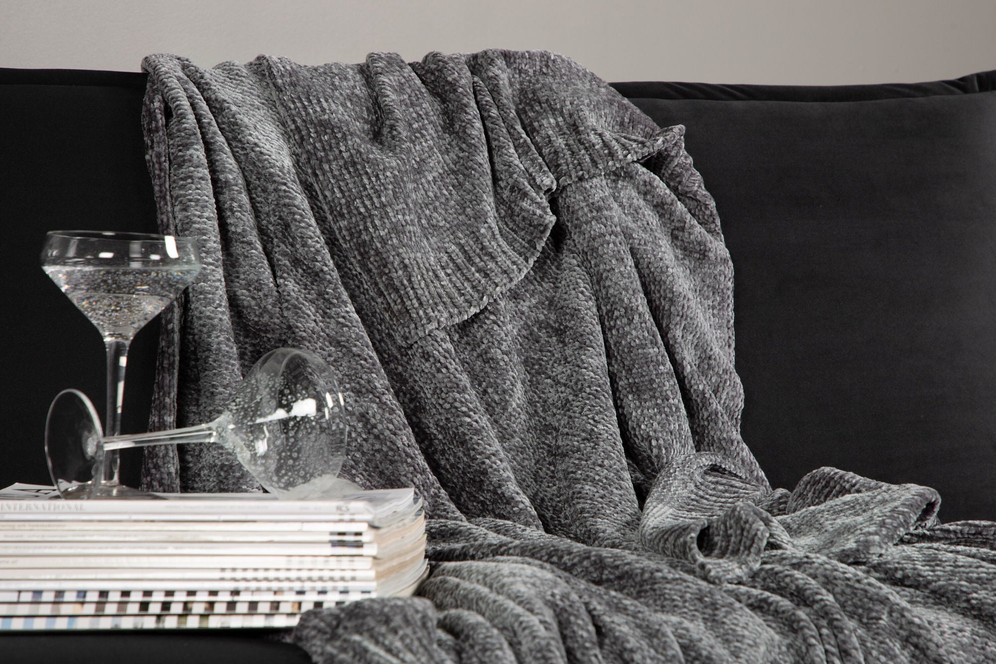 Venture Home Ally Throw Polyester/shiny chenille - Dark grey / - 170*130