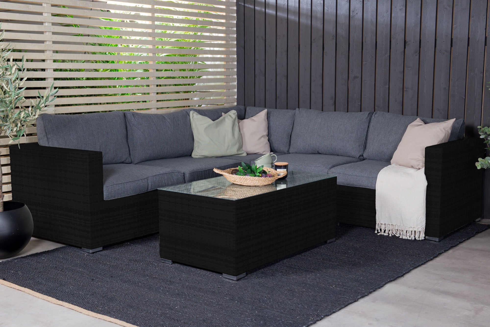 Venture Home Amazon Modulsoffa 3+2+1 svart / Grå dyna