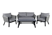 Venture Home Virya Lounge set (3+2+1) BLACK alu / Grey rope / grey cushion