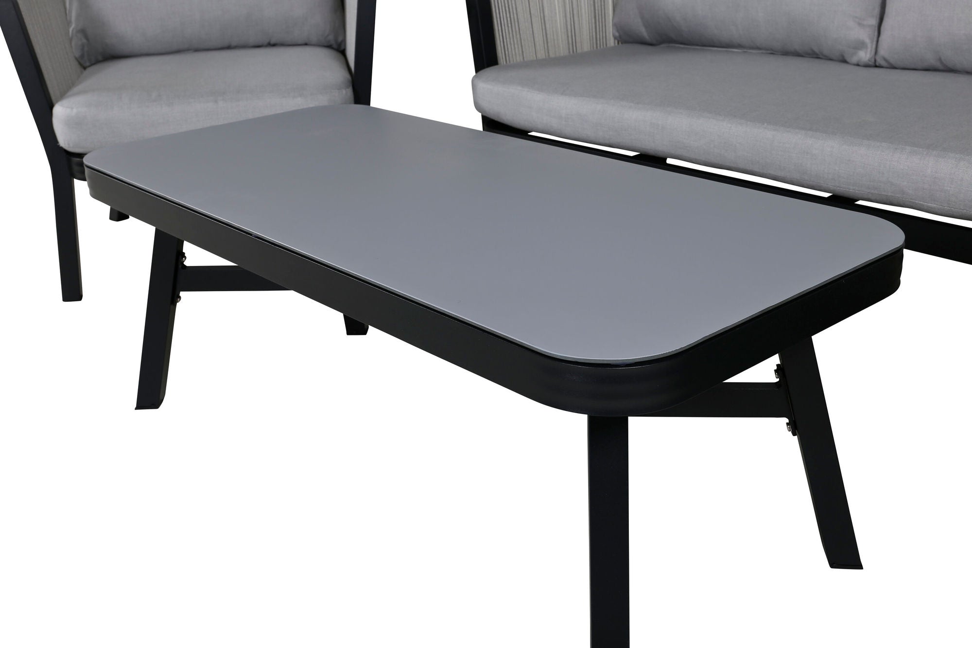 Venture Home Virya Lounge set (3+2+1) BLACK alu / Grey rope / grey cushion