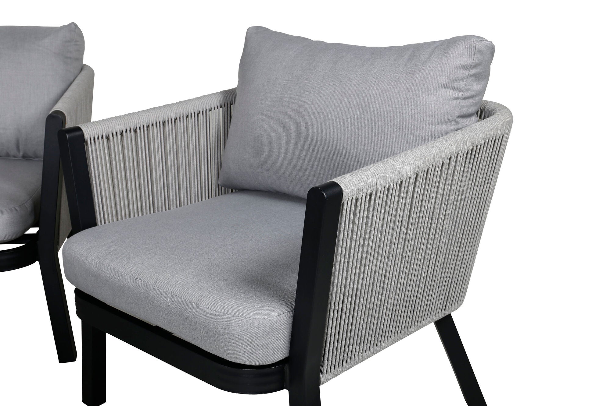 Venture Home Virya Lounge set (3+2+1) BLACK alu / Grey rope / grey cushion