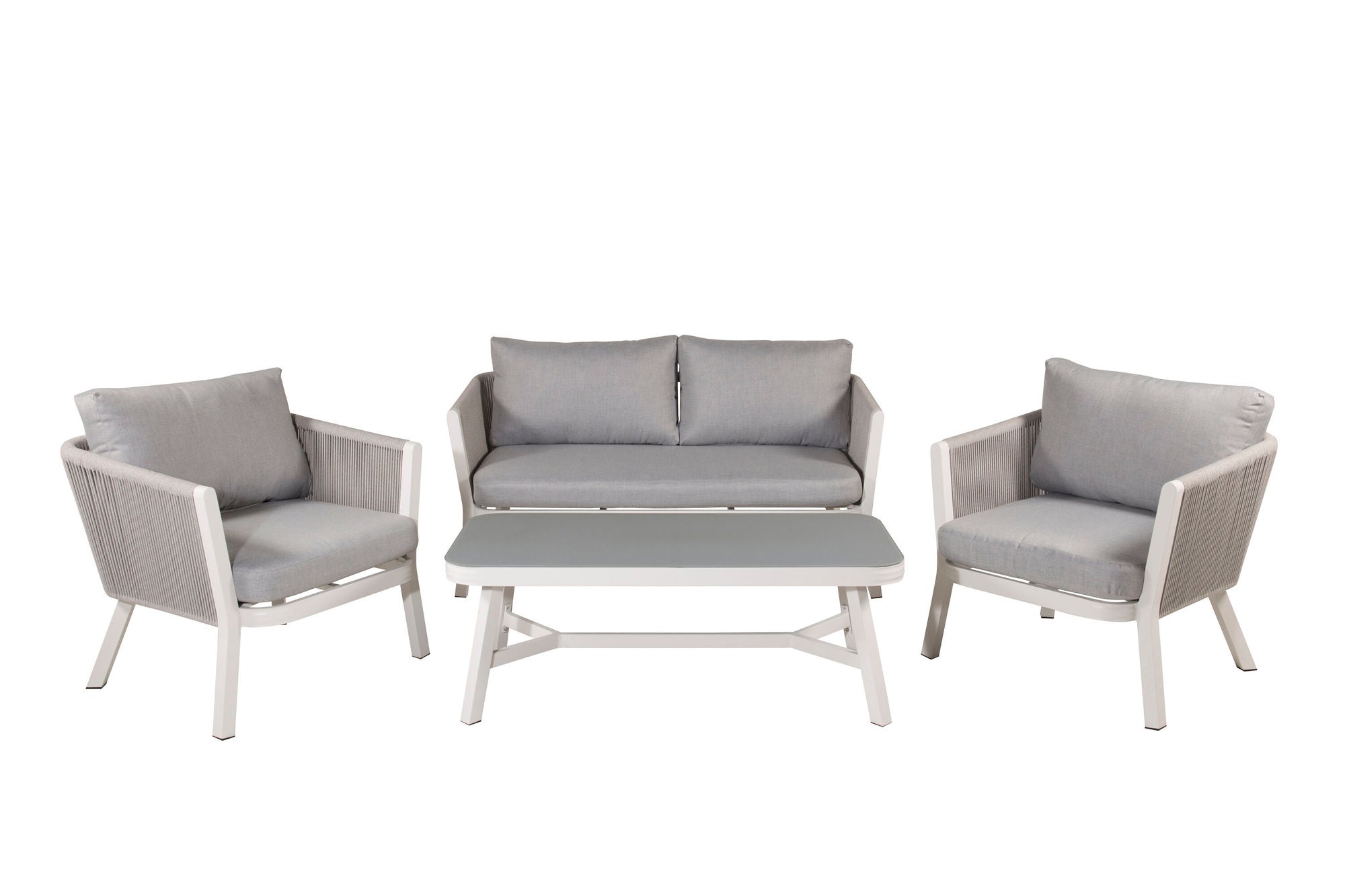 Venture Home Virya Lounge set (3+2+1) White alu / Grey rope / grey cushion