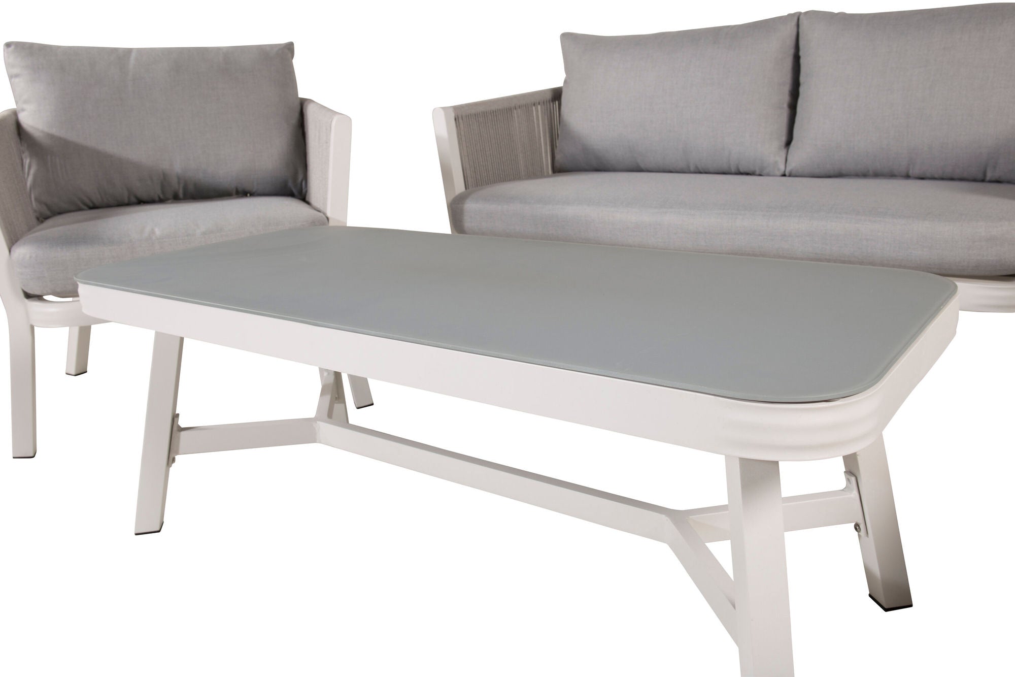 Venture Home Virya Lounge set (3+2+1) White alu / Grey rope / grey cushion