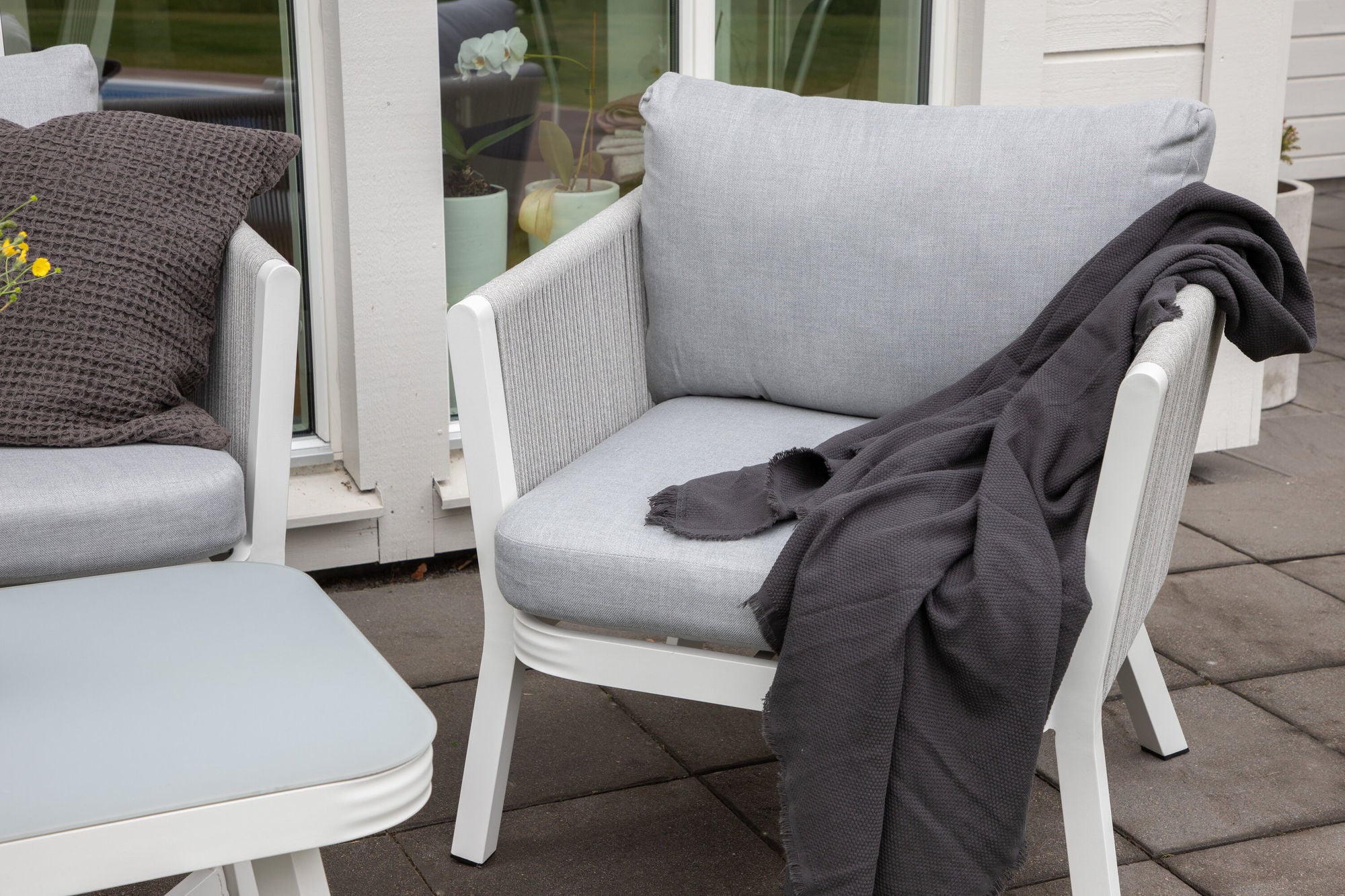 Venture Home Virya Lounge set (3+2+1) White alu / Grey rope / grey cushion