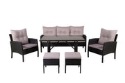 Venture Home Knock sofa Set - Black Wicker - Grey Cushion