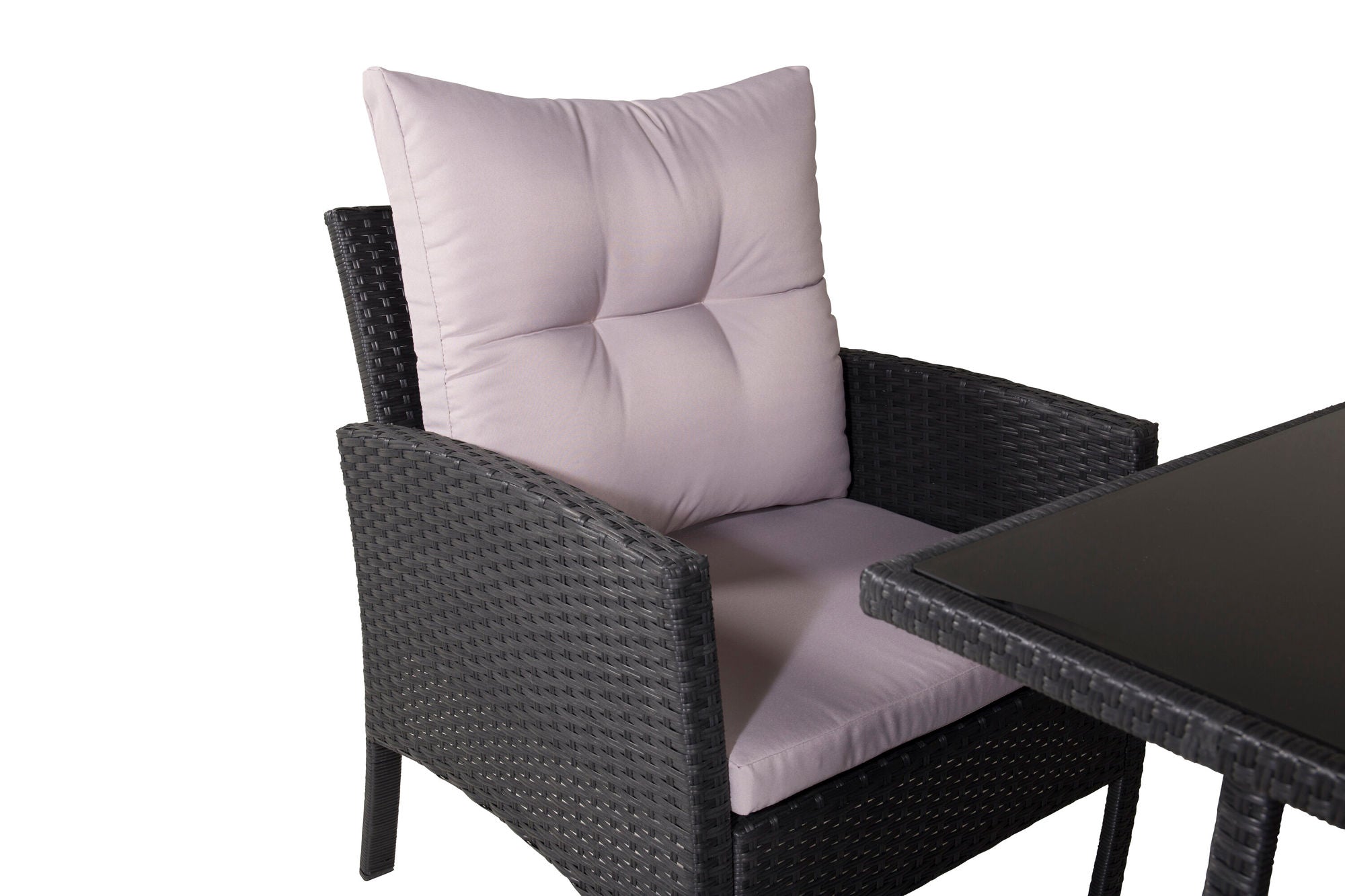 Venture Home Knock sofa Set - Black Wicker - Grey Cushion
