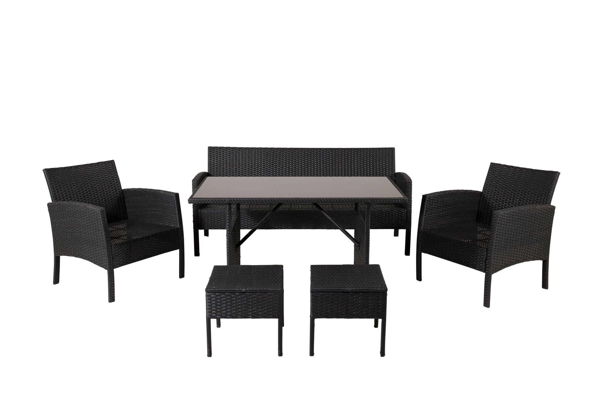 Venture Home Knock sofa Set - Black Wicker - Grey Cushion