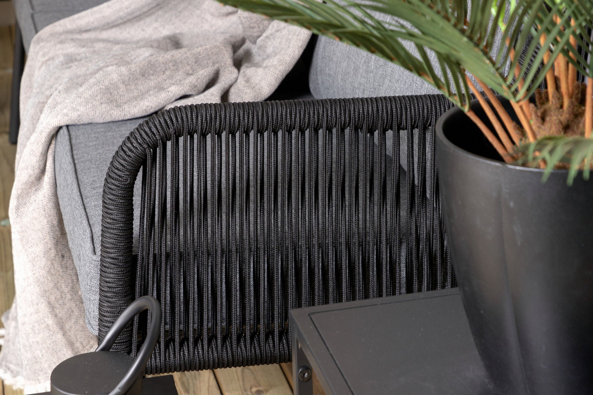Venture Home Berlin corner set With Rope Black / Black / Black / Grey Cushion