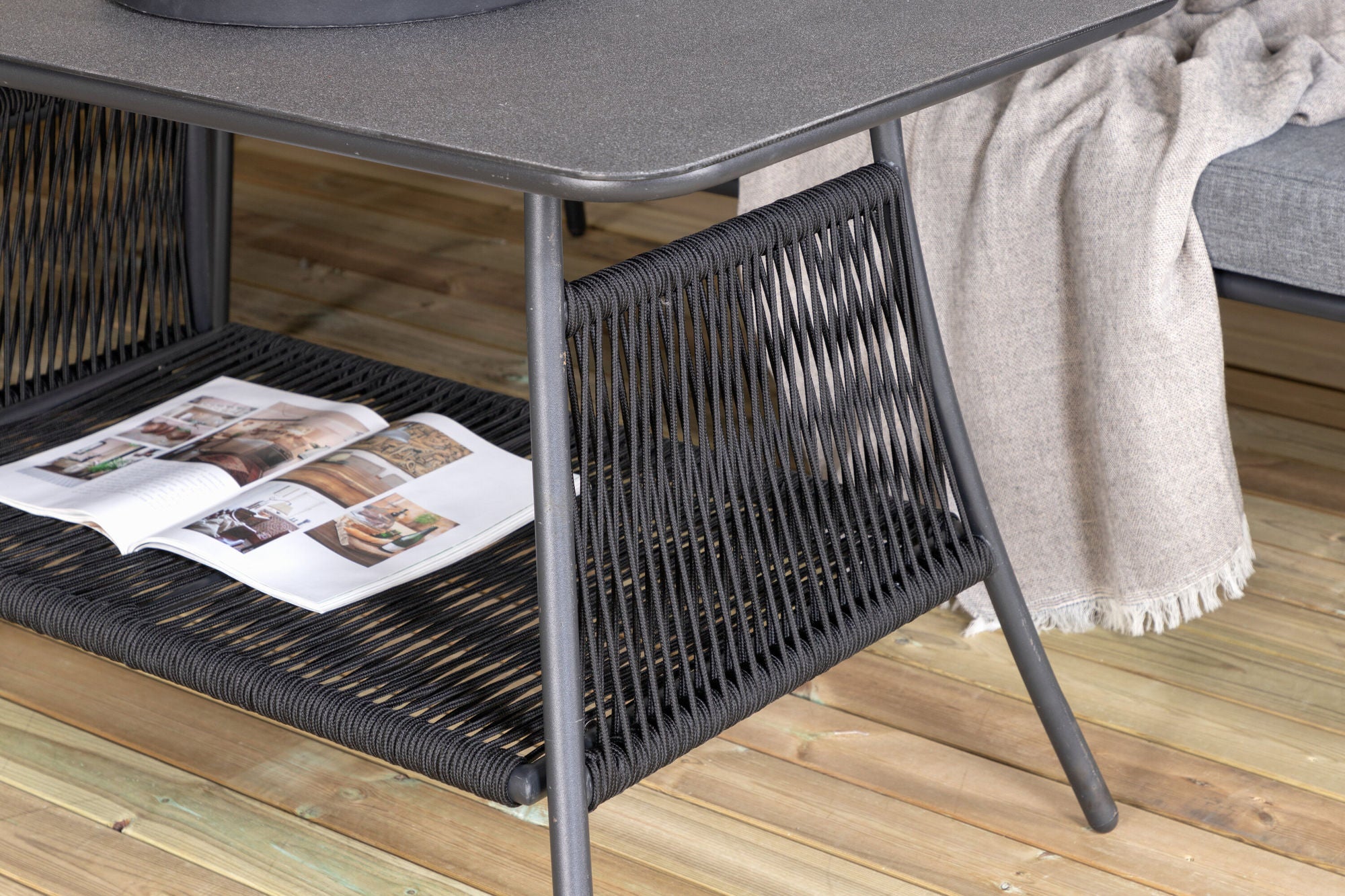 Venture Home Berlin corner set With Rope Black / Black / Black / Grey Cushion