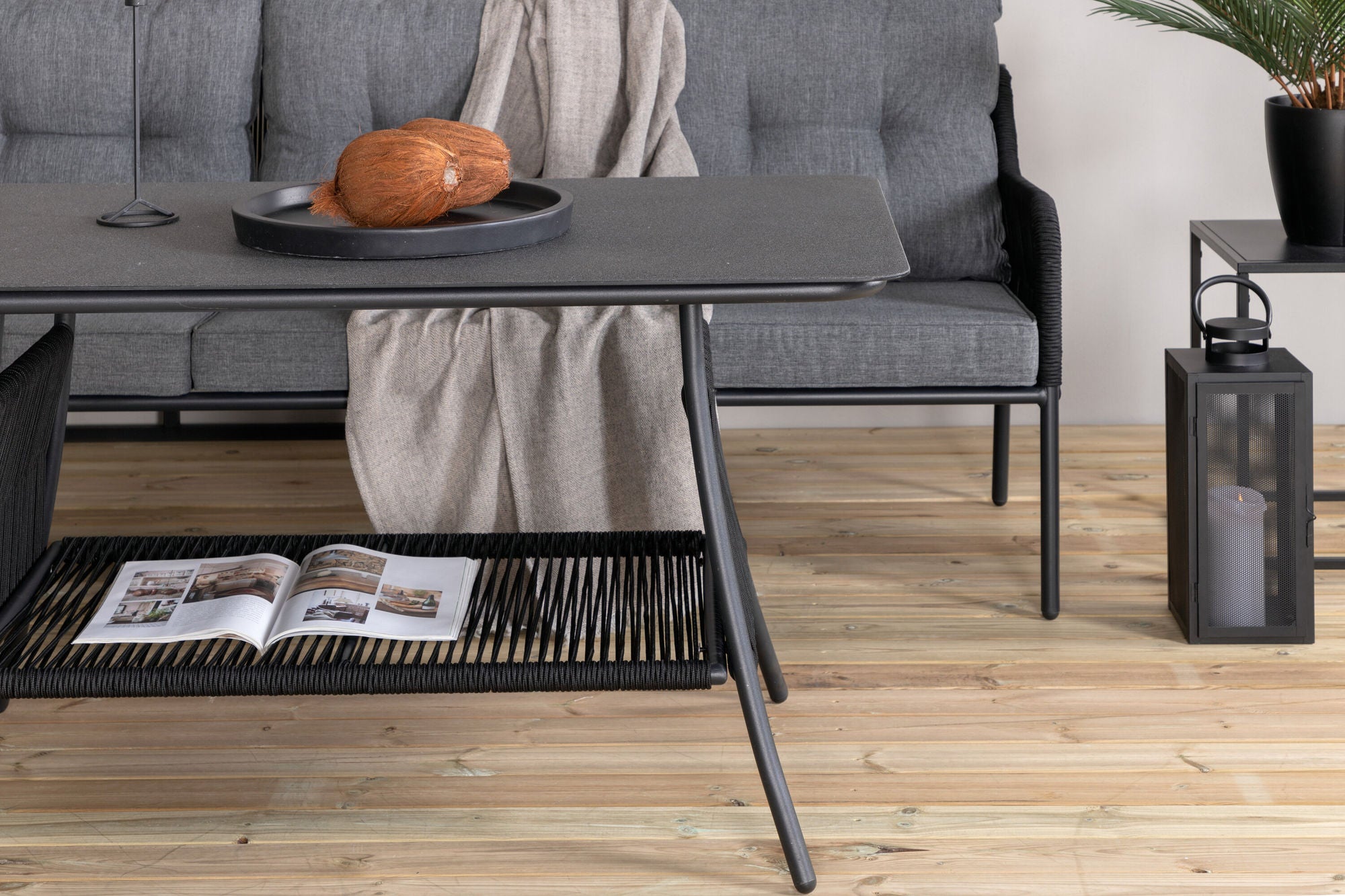 Venture Home Berlin corner set With Rope Black / Black / Black / Grey Cushion
