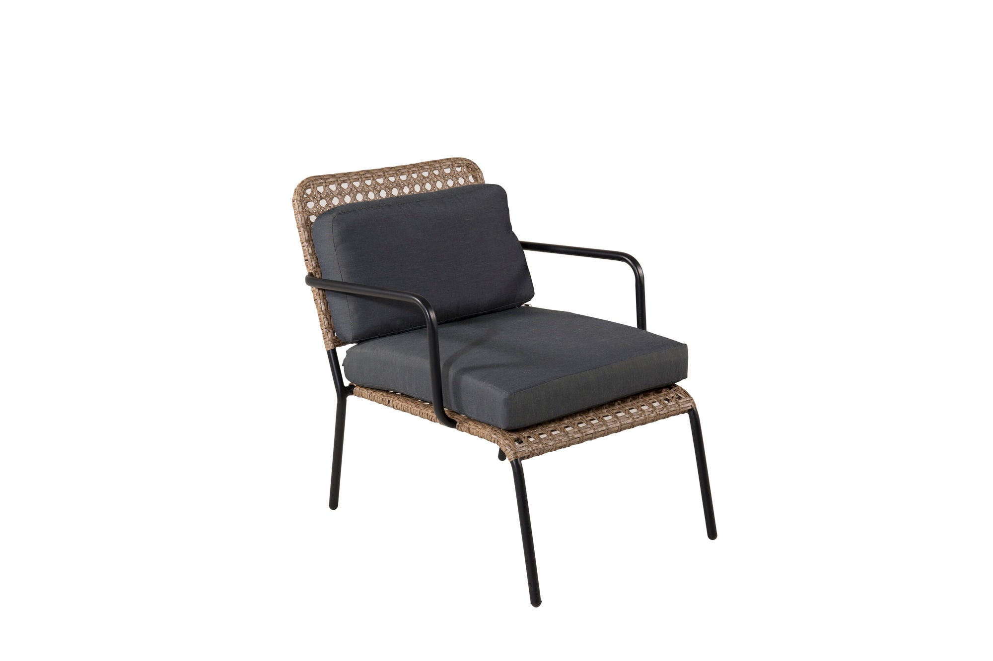 Venture Home Paola Sofa set - Black Steel / Nature Wicker / Black Cushion