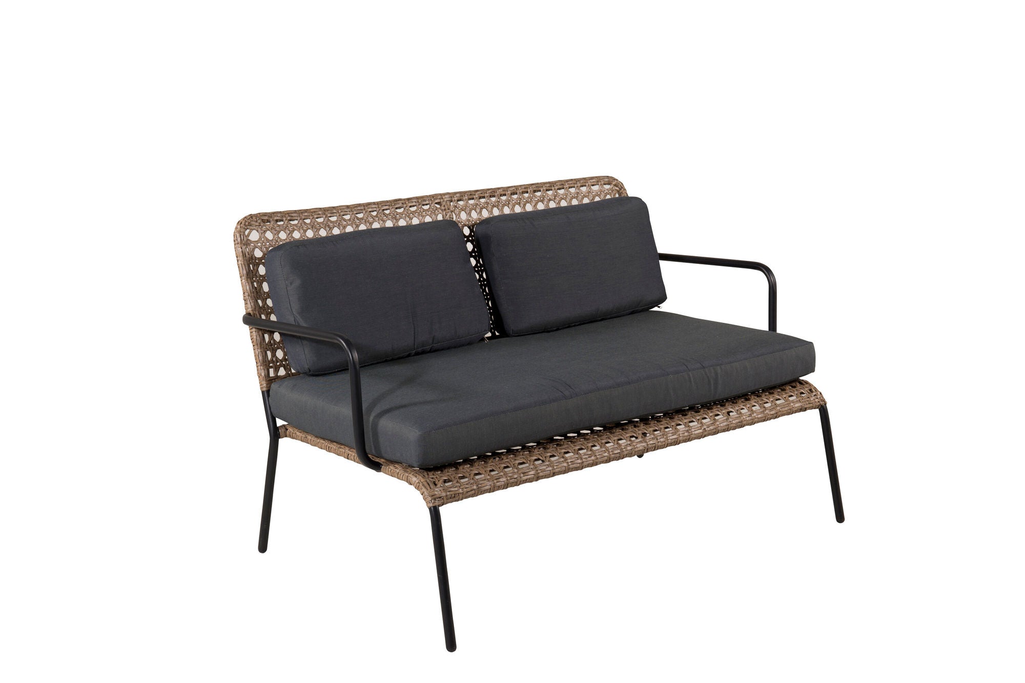 Venture Home Paola Sofa set - Black Steel / Nature Wicker / Black Cushion