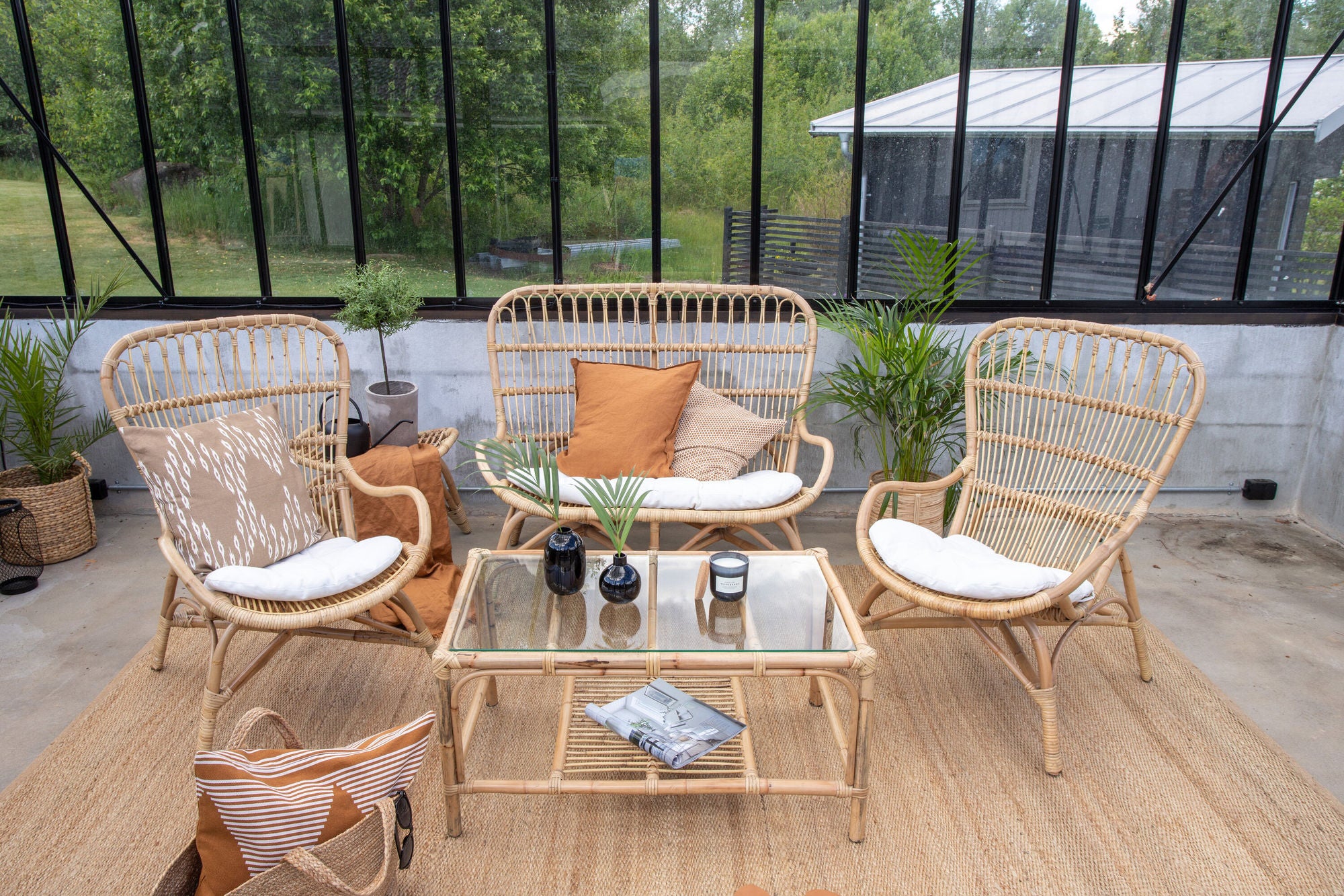Venture Home Ella Lounge Set (3+2+1) Rattan / Offwhite Cushion
