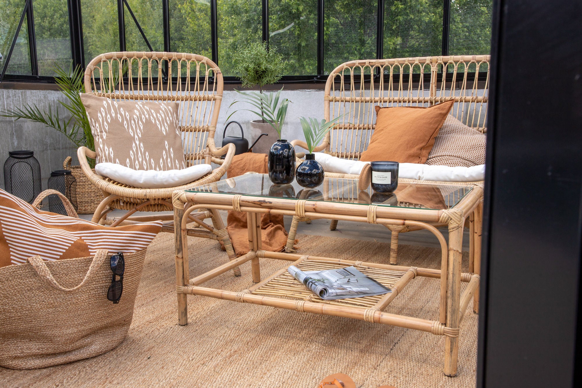 Venture Home Ella Lounge Set (3+2+1) Rattan / Offwhite Cushion