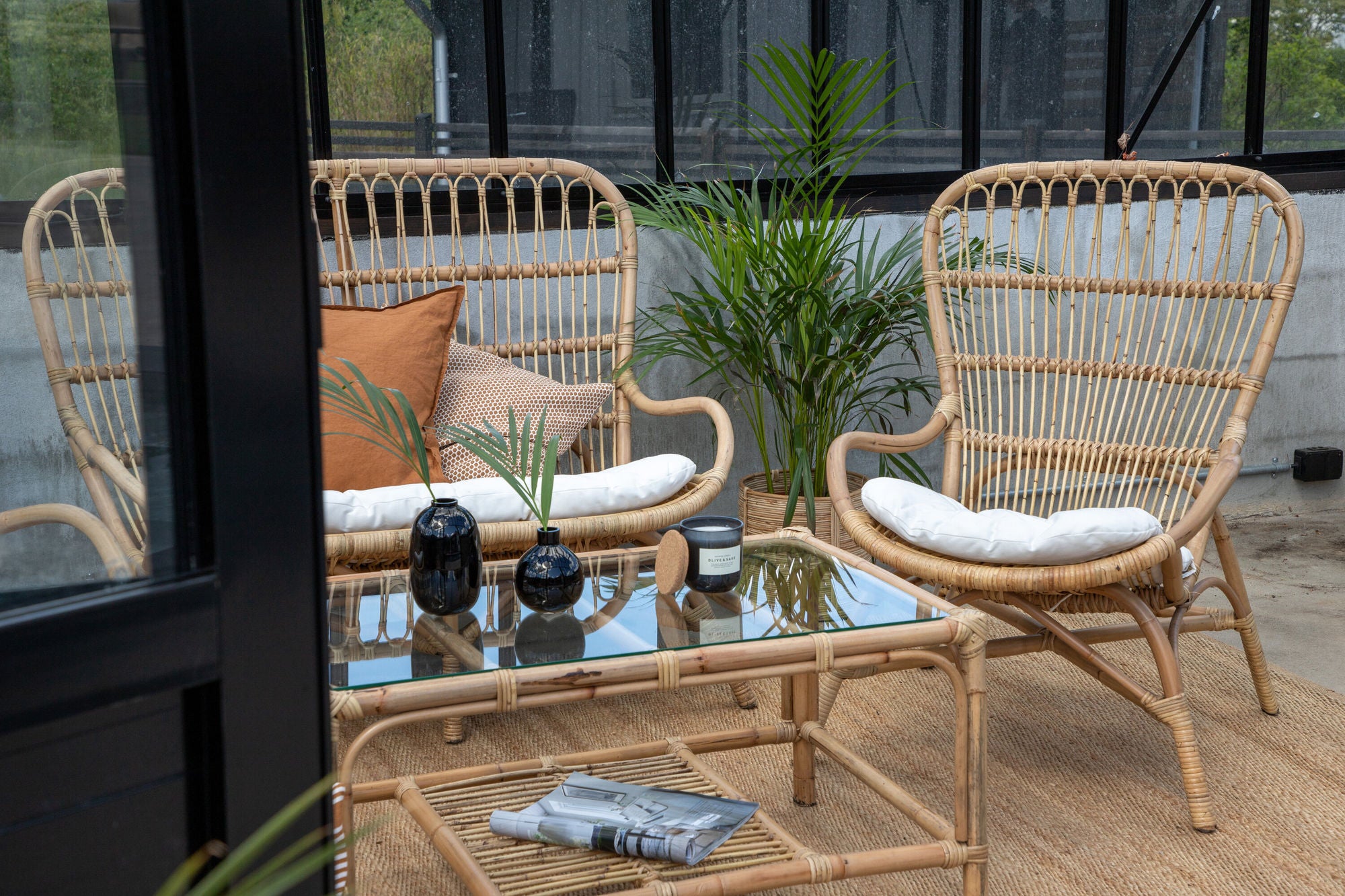 Venture Home Ella Lounge Set (3+2+1) Rattan / Offwhite Cushion