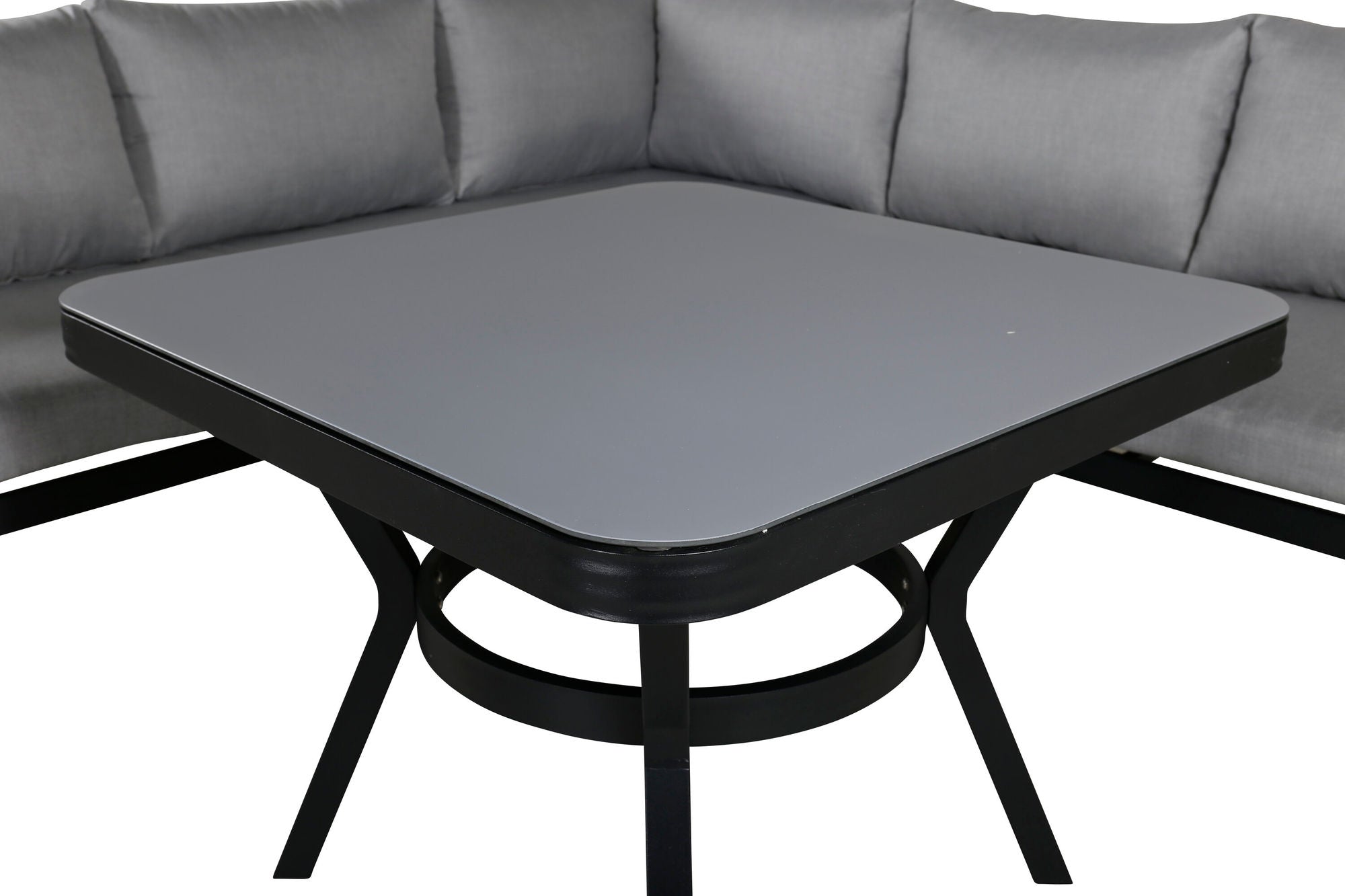 Venture Home Virya hjørne sofa set (3+2+1) BLACK alu / Grey rope / grey cushion
