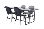 Venture Home Leif spisebord - Black / Black smoked smoked Glass+Emma stol - Black / Black and Light Grey Black Velvet in Back Grey Velvet in front_4