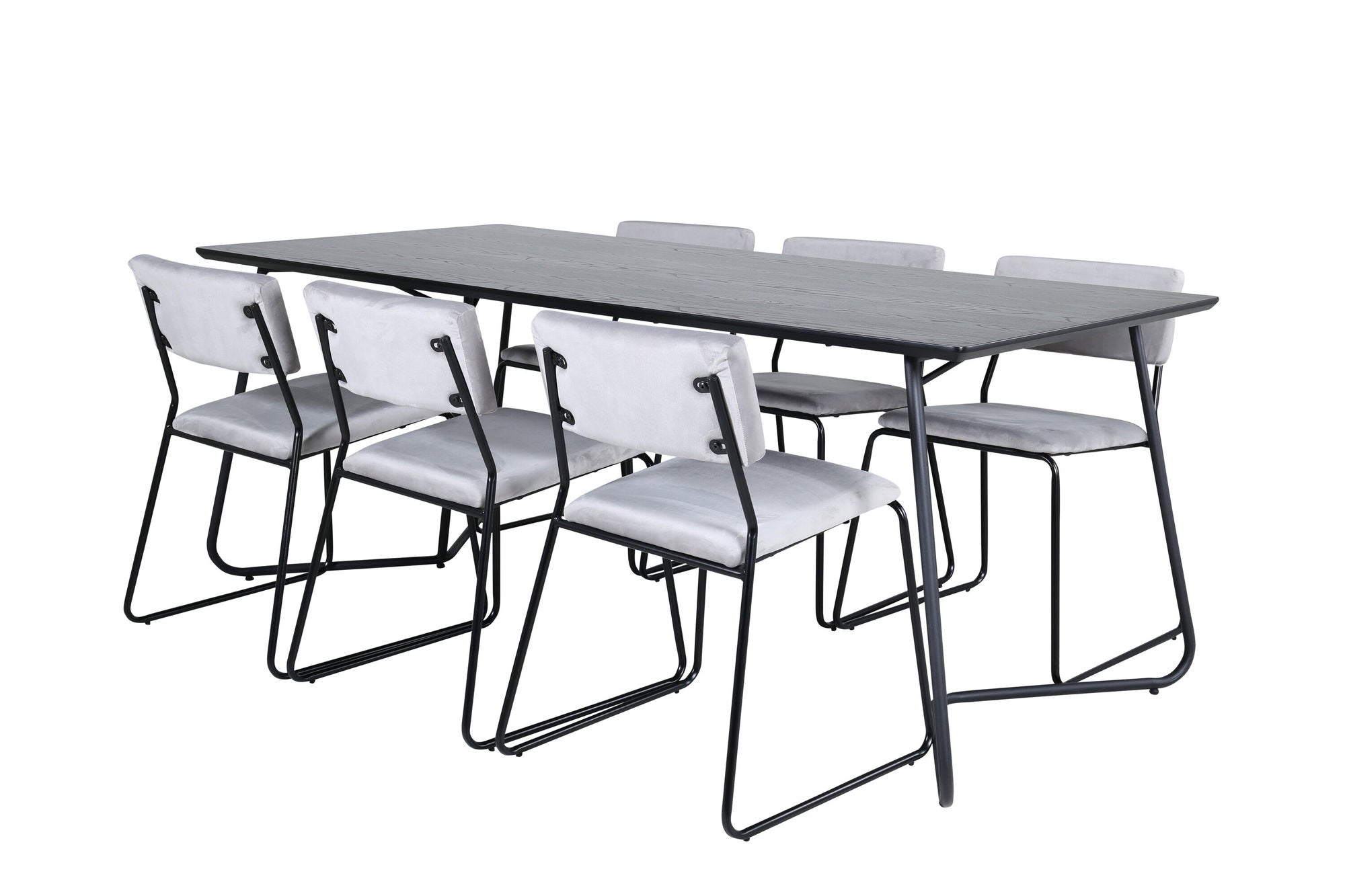 Venture Home Petra spisebord - Black / Black Veneer+Kenth stol - Black / Light Grey Velvet_6