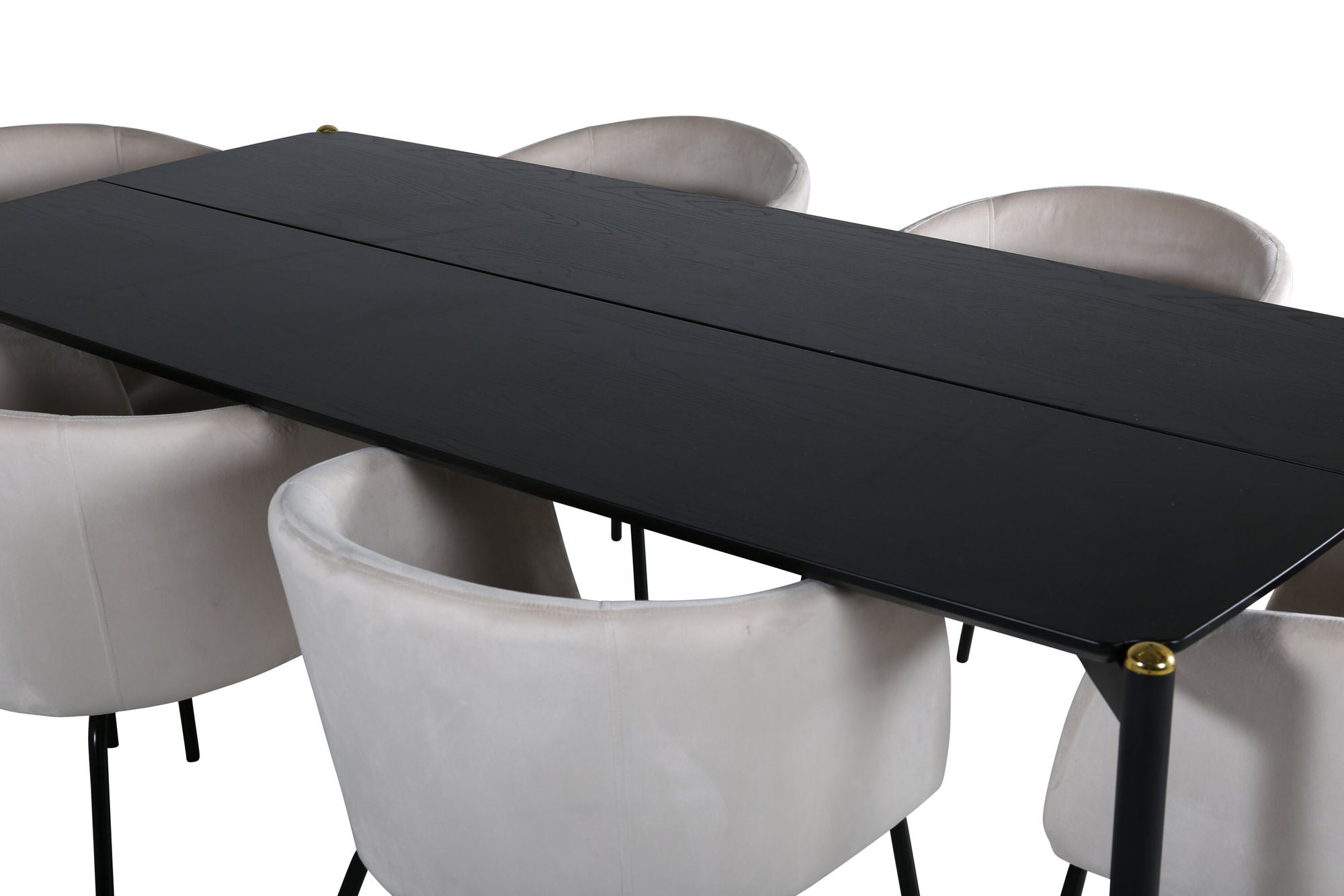 Venture Home Pelle spisebord - Black / black Black+Berit stol - Black / Beige Velvet_6