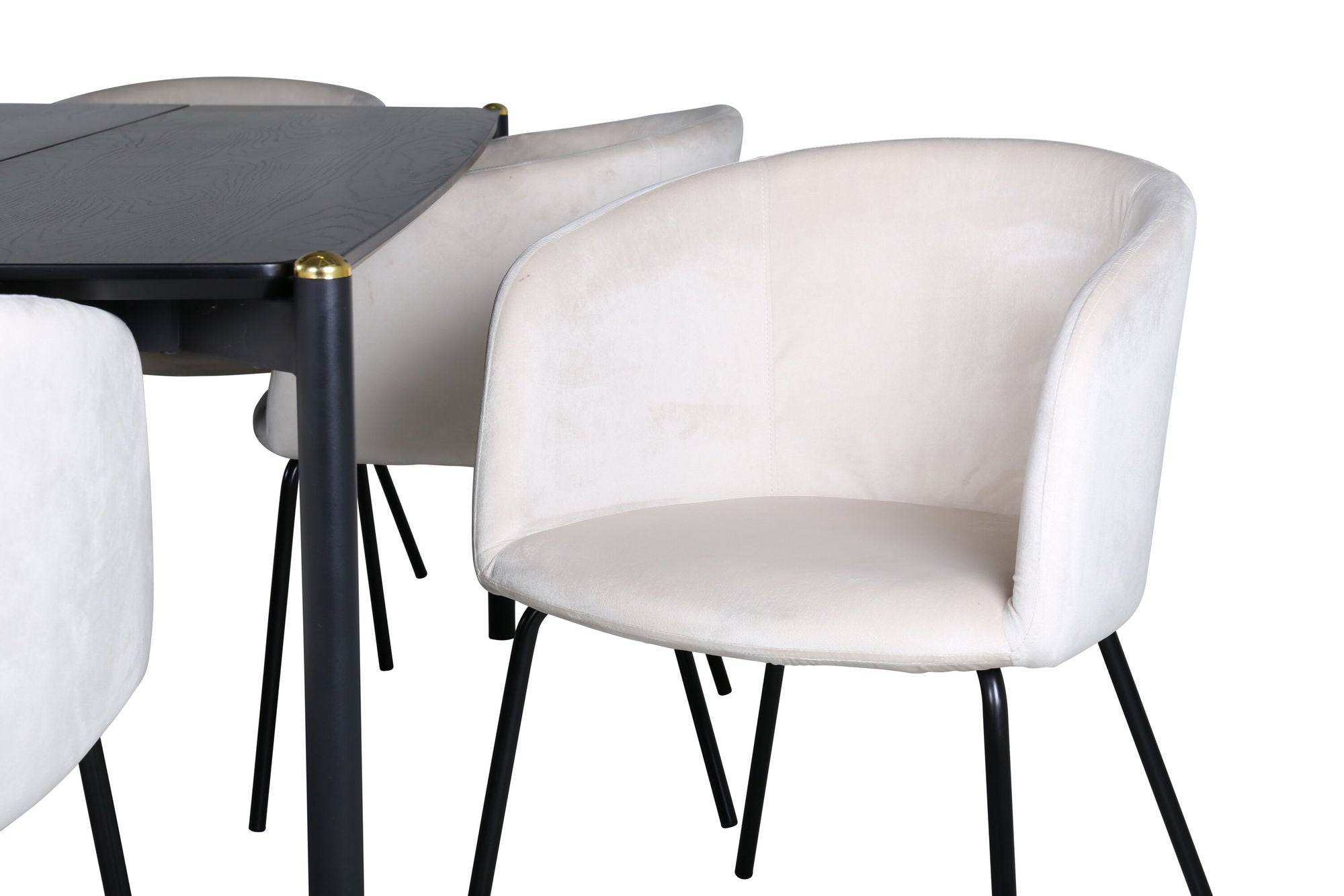 Venture Home Pelle spisebord - Black / black Black+Berit stol - Black / Beige Velvet_6