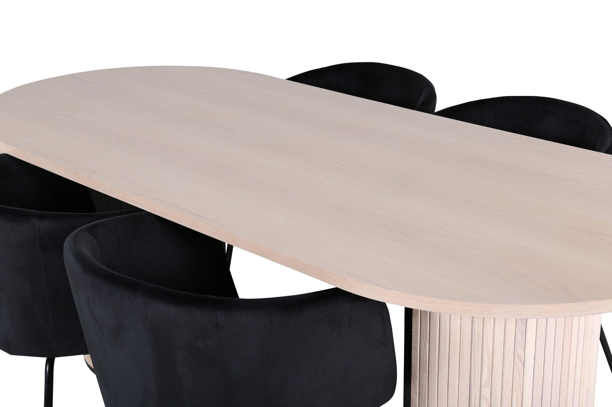 Venture Home Bianca Oval spisebord - White Wash / Black Veneer+Berit stol - Black / Black Velvet_4
