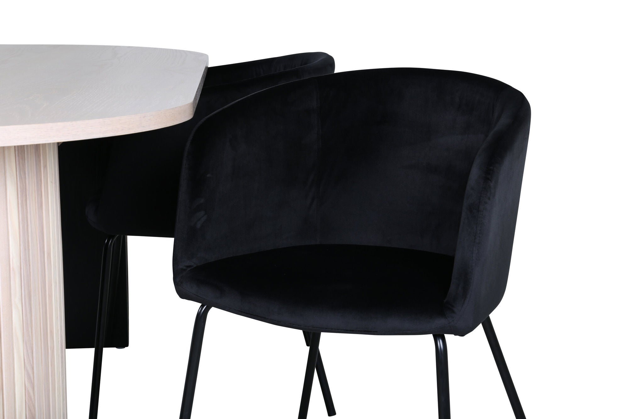 Venture Home Bianca Oval spisebord - White Wash / Black Veneer+Berit stol - Black / Black Velvet_4