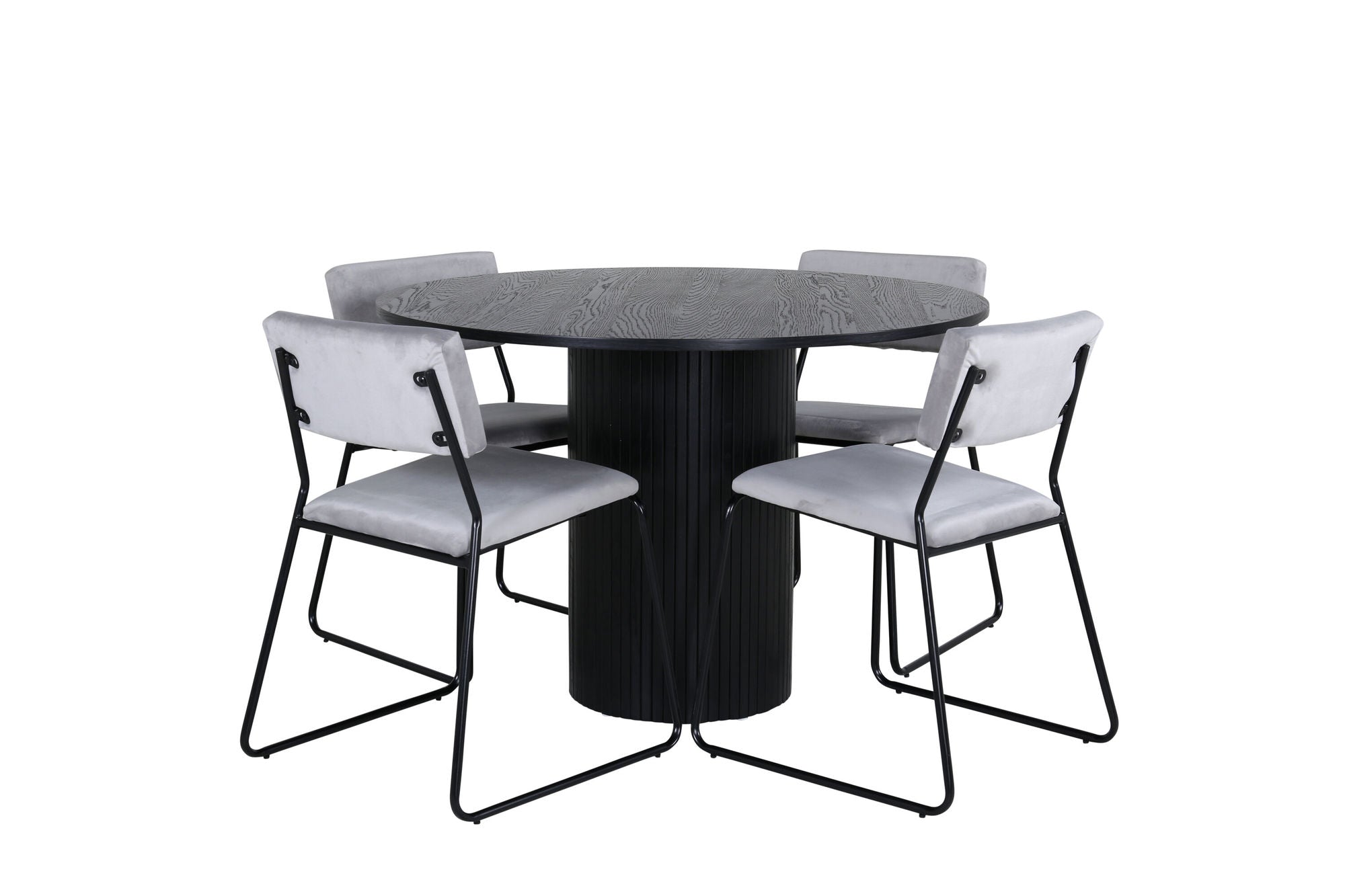 Venture Home Bianca rund spisebord - Black / Black Veneer+Kenth stol - Black / Light Grey Velvet_4