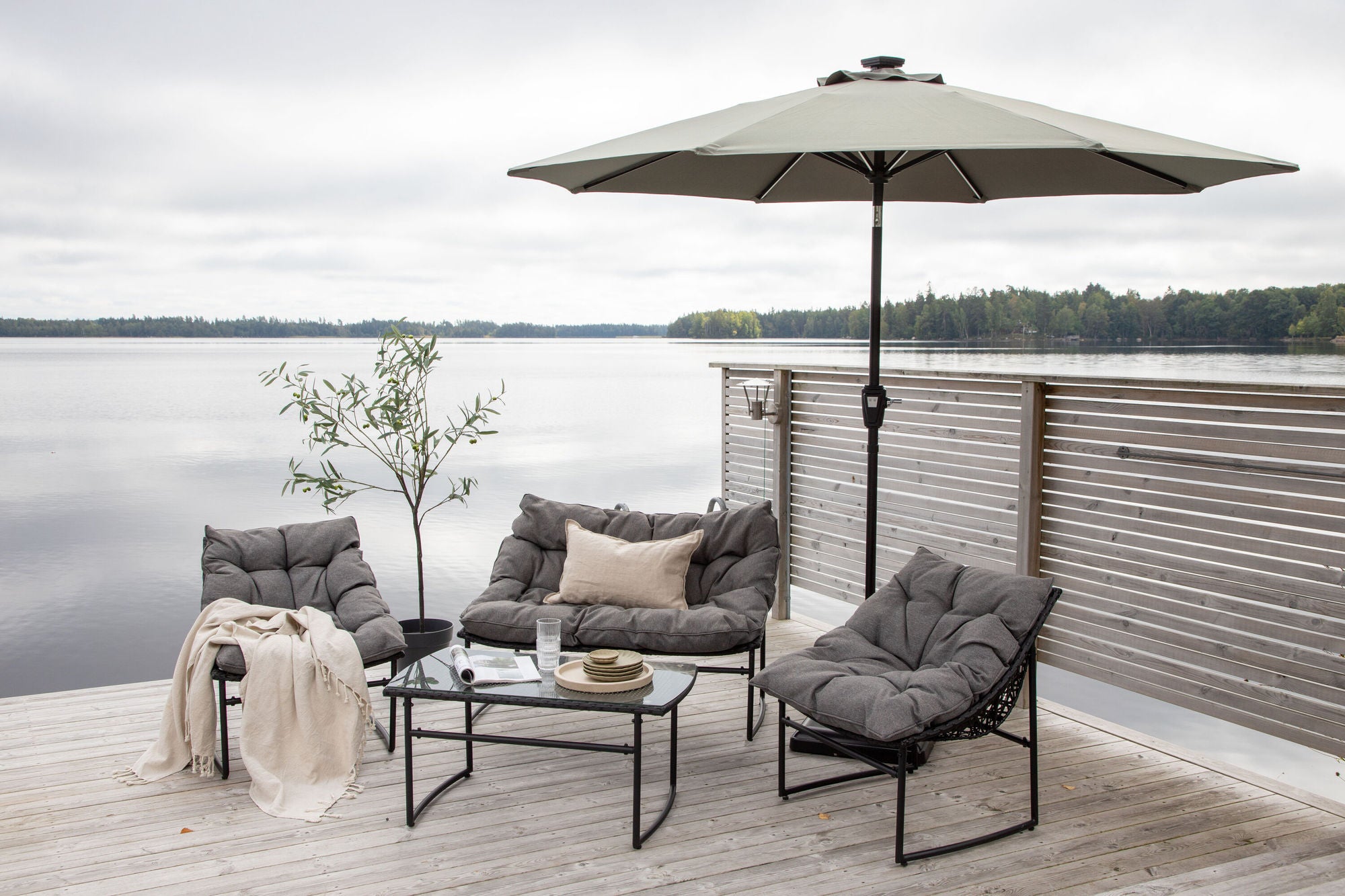 Venture Home Sabal - Umbrella with LED- Grey - - 270cm