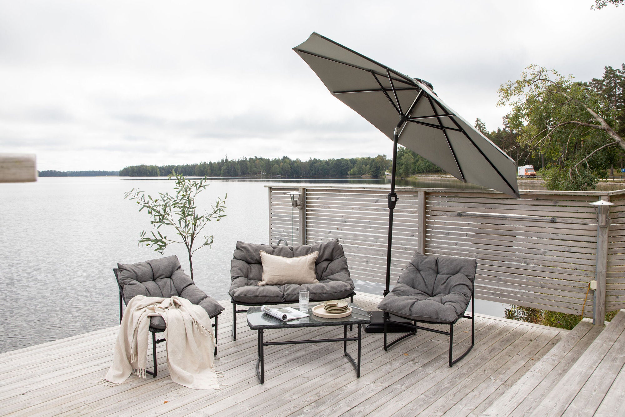 Venture Home Sabal - Umbrella with LED- Grey - - 270cm