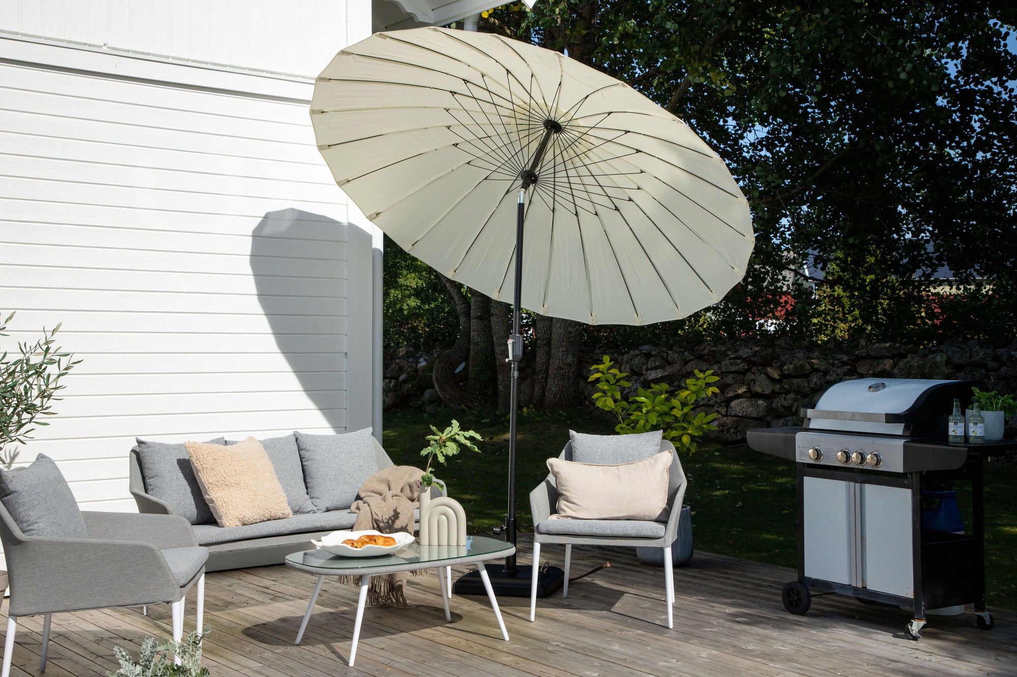 Venture Home Palmetto - Umbrella w. tilt- White - - 270cm