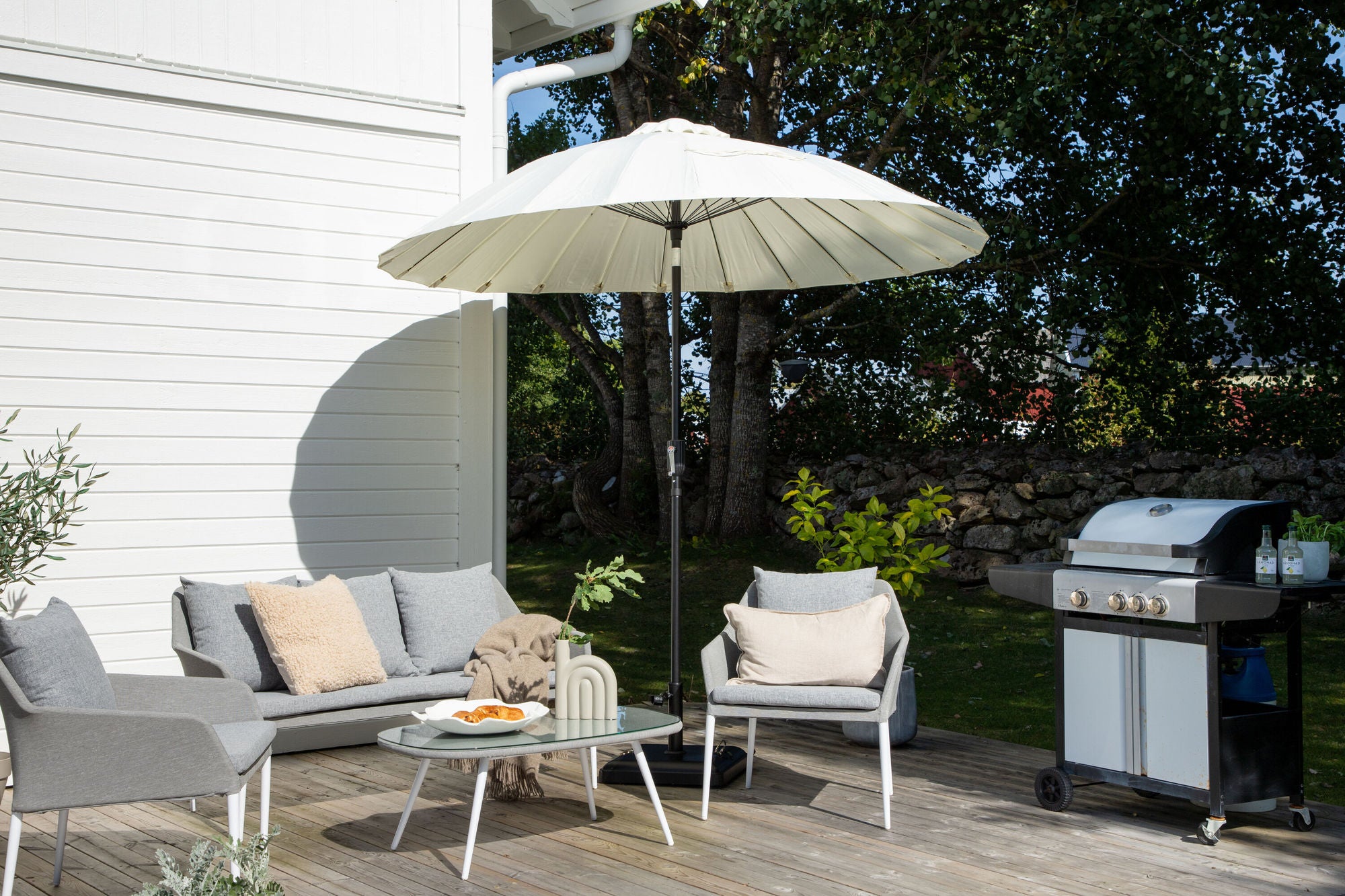 Venture Home Palmetto - Umbrella w. tilt- White - - 270cm