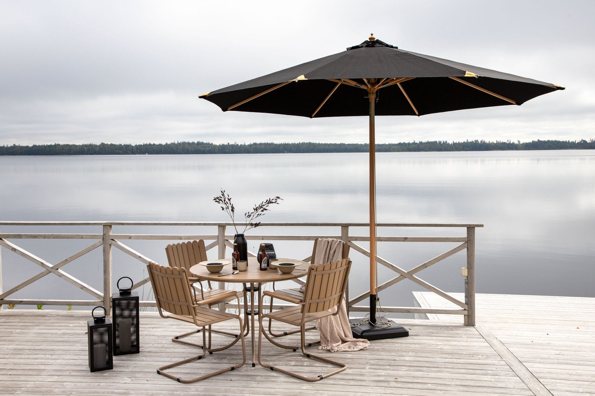 Venture Home Nypo - Umbrella w. tilt- Black - - 330cm