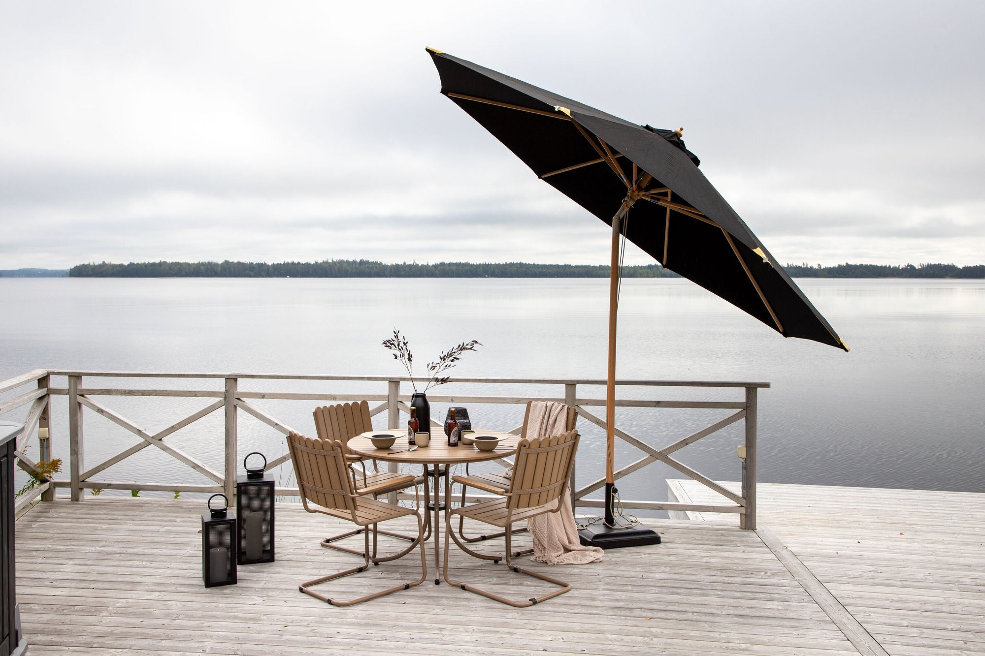 Venture Home Nypo - Umbrella w. tilt- Black - - 330cm
