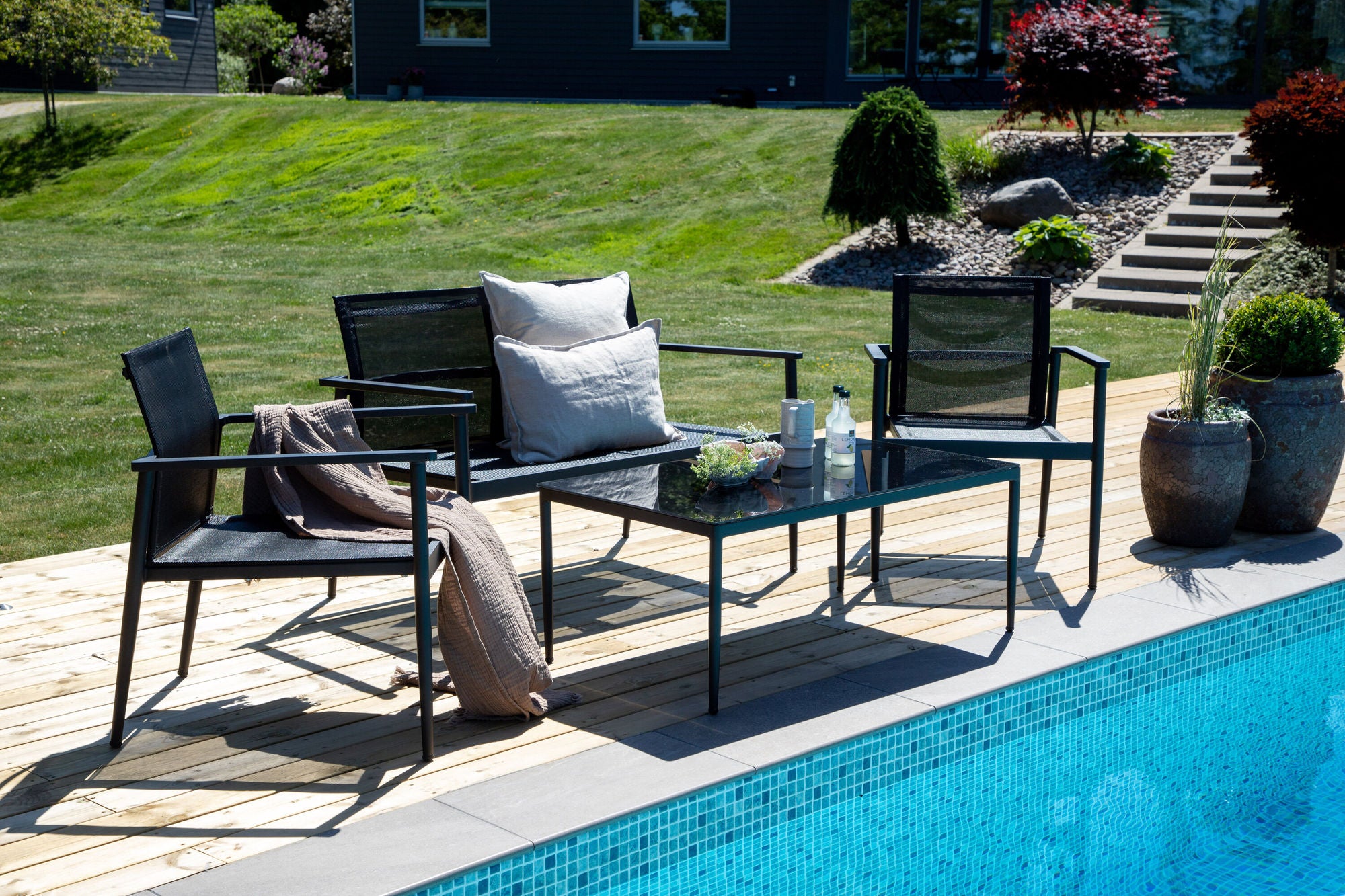 Venture Home Break - Sofa set- Black / Black - Aluminium / Textilene -