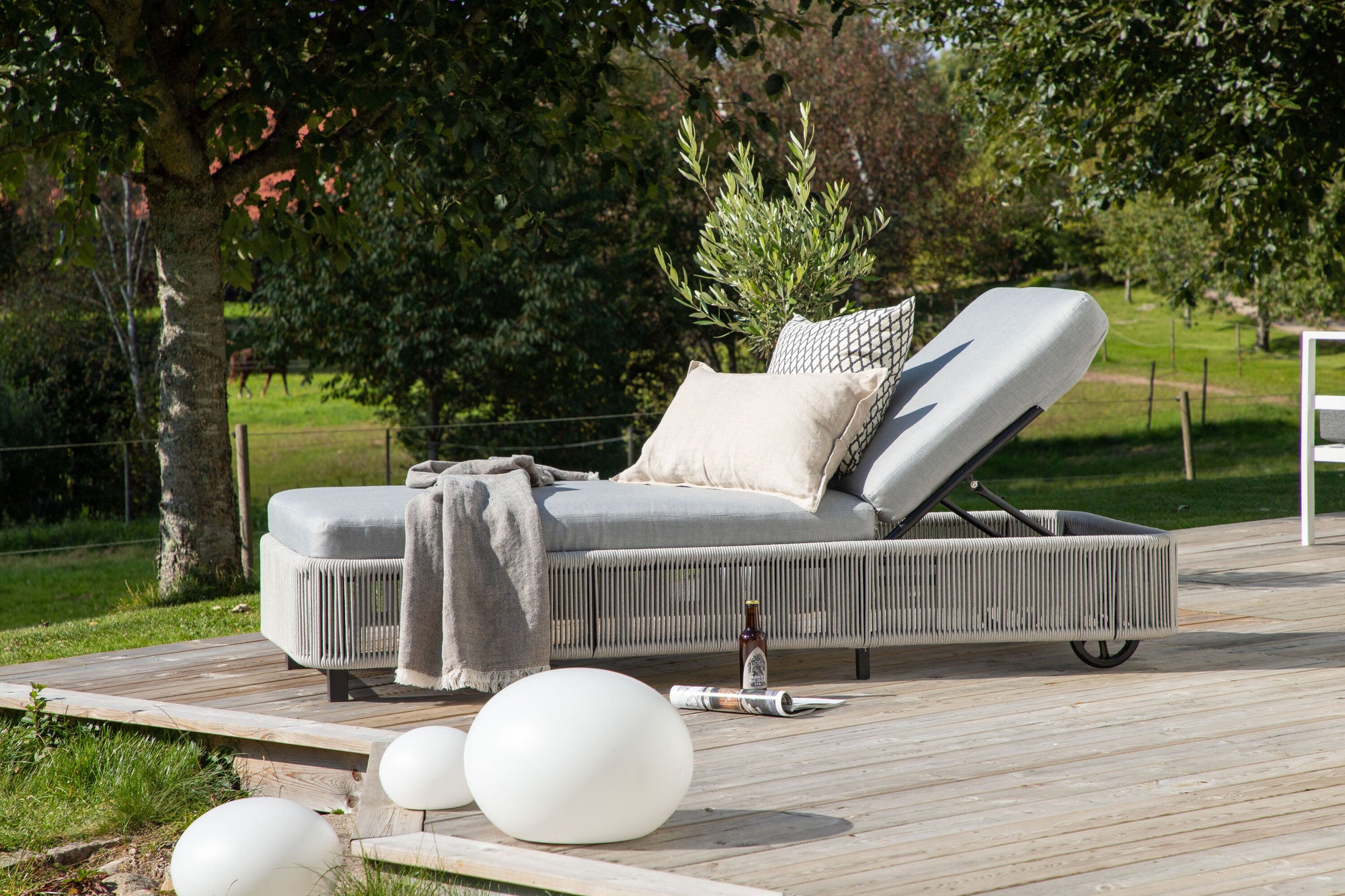 Venture Home Virya - Sun Lounge inc. Cushion- Black / Grey - Rope -