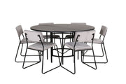 Venture Home Copenhagen - spisebord round - Black / Black+Kenth stol - Black / Light Grey Velvet_6
