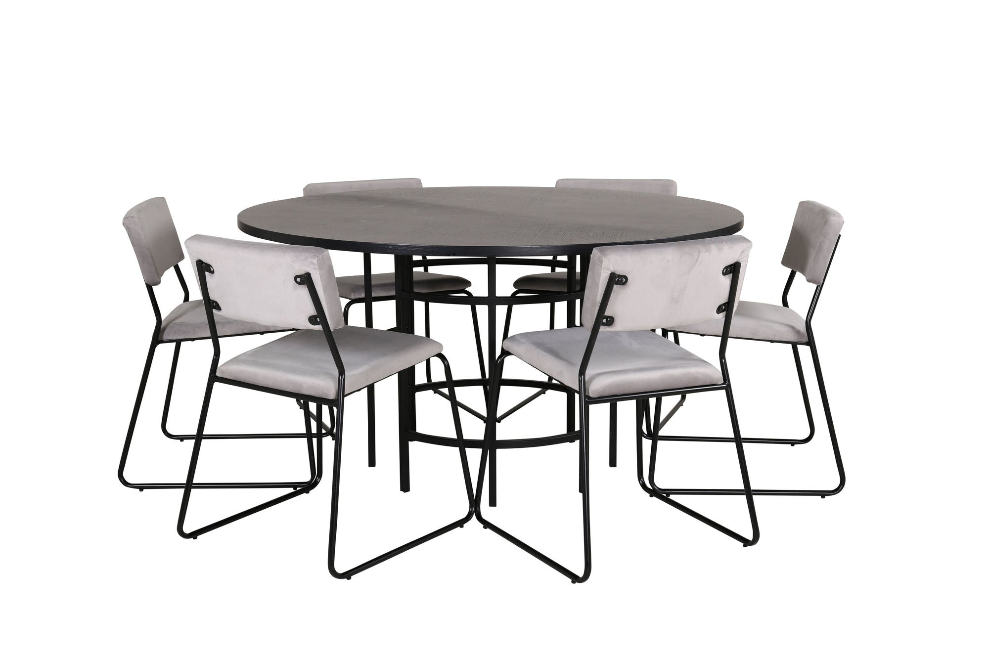 Venture Home Copenhagen - spisebord round - Black / Black+Kenth stol - Black / Light Grey Velvet_6