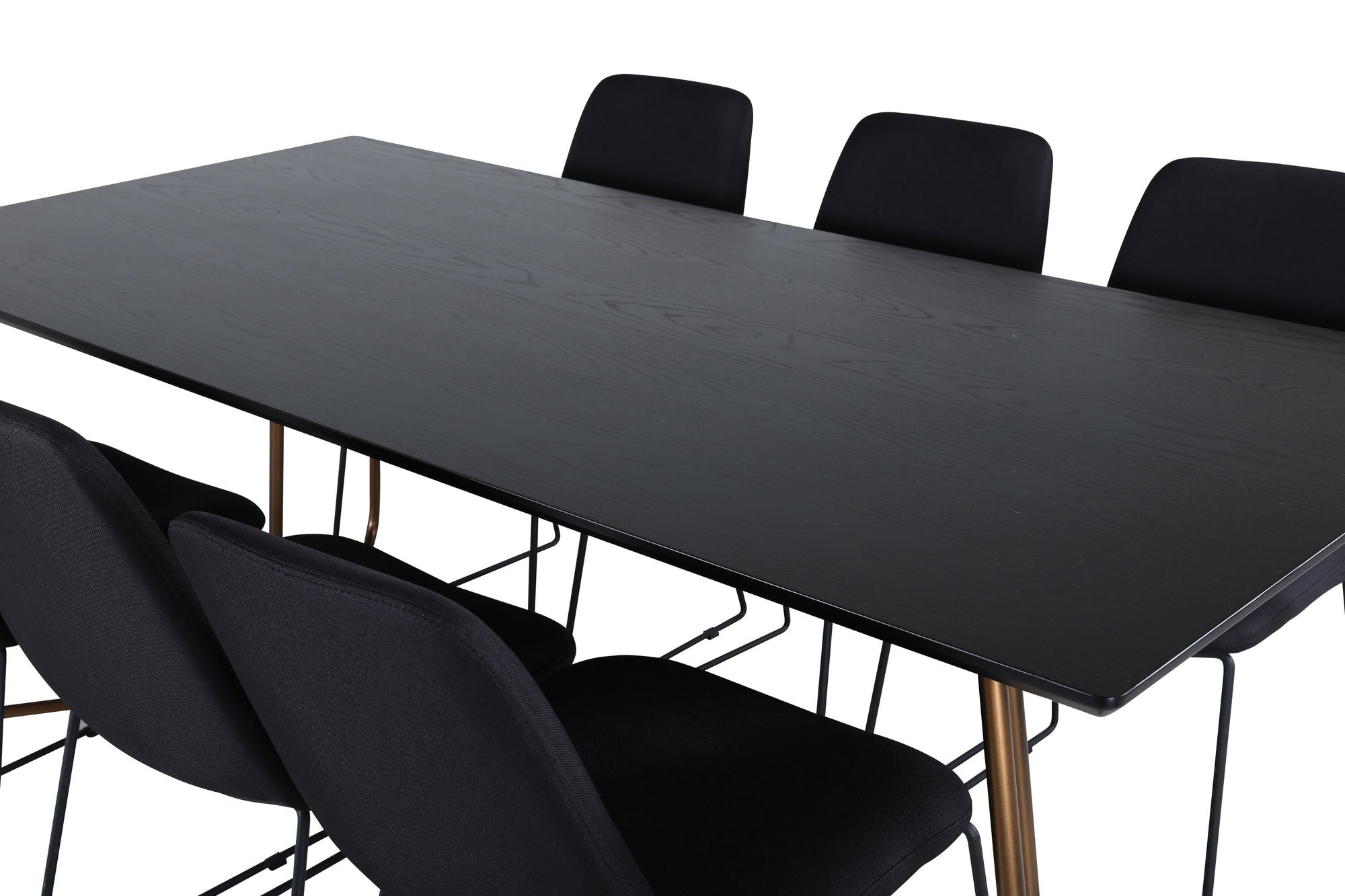 Venture Home Petra spisebord , Distressed Copper Black Veneer+Muce Spisebordsstol , Black Legs , Black Fabric_6