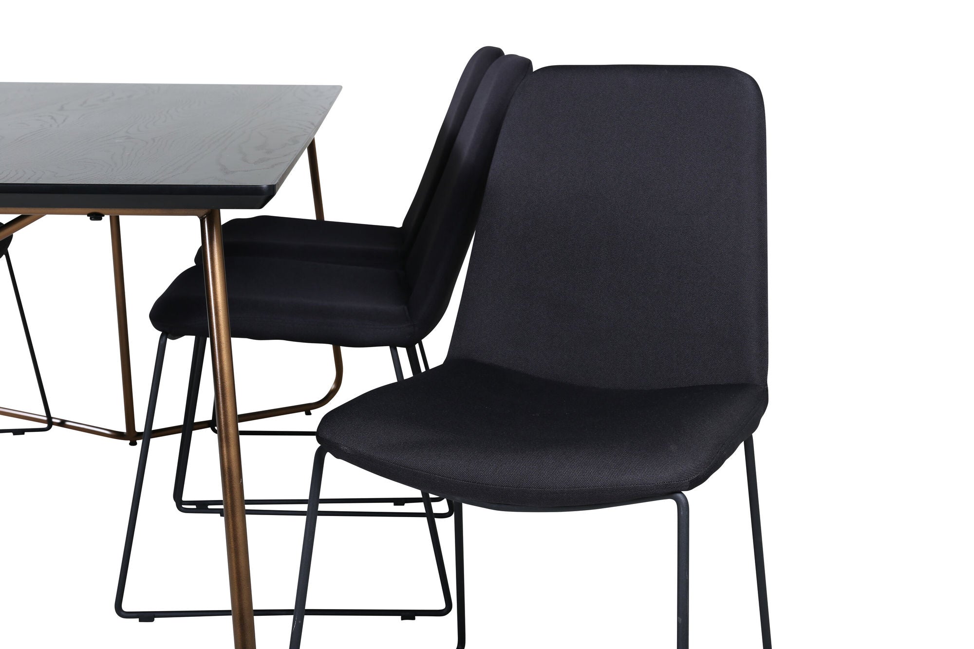 Venture Home Petra spisebord , Distressed Copper Black Veneer+Muce Spisebordsstol , Black Legs , Black Fabric_6