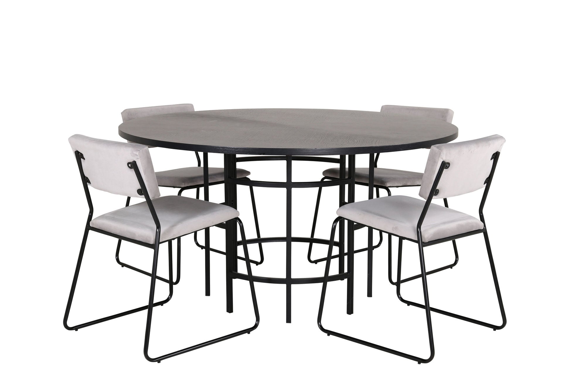 Venture Home Copenhagen - spisebord round - Black / Black+Kenth stol - Black / Light Grey Velvet_4