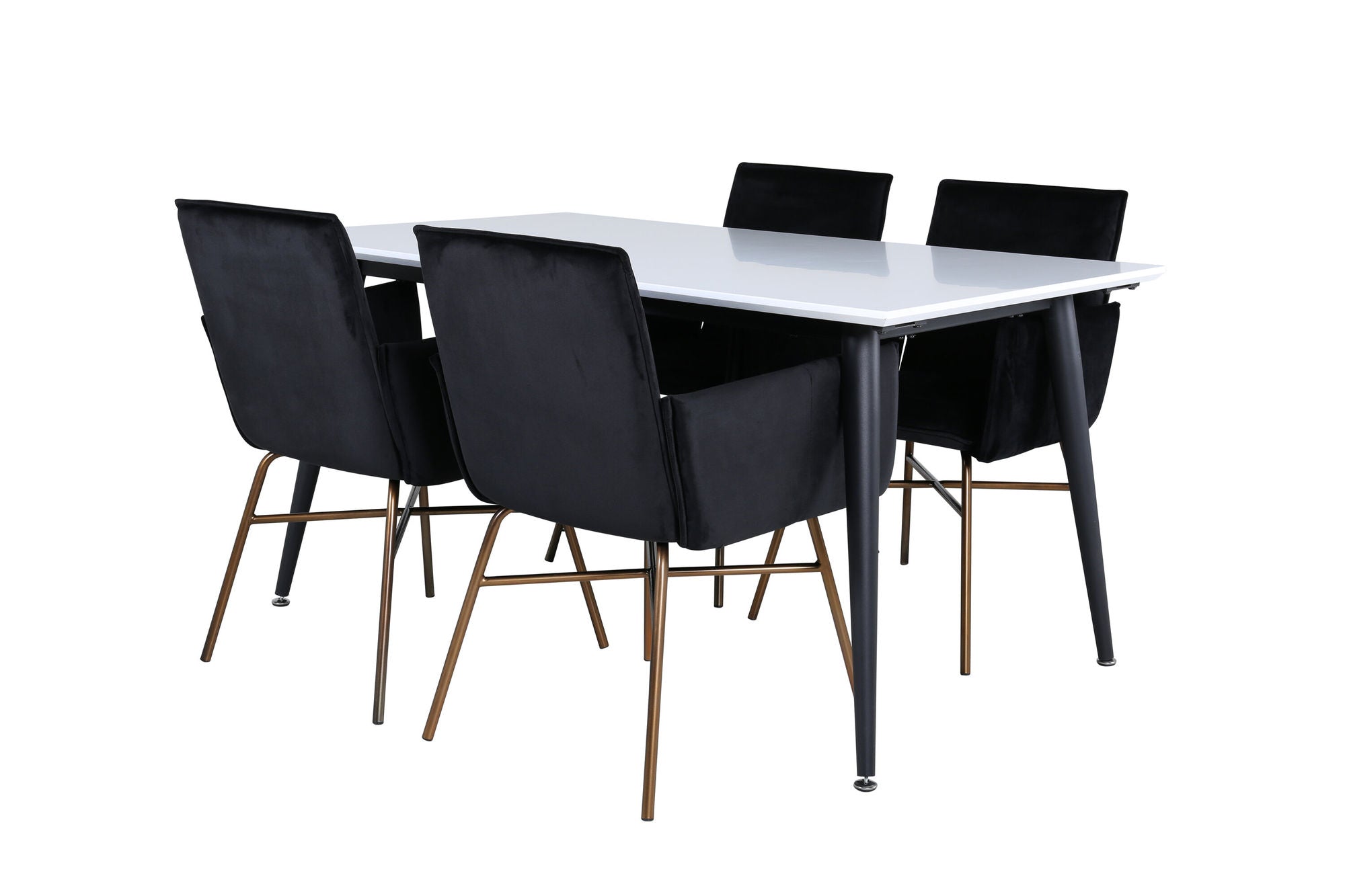 Venture Home Jimmy spisebord - Black / White HPL+Petra stol - Distressed Copper / Black Velvet_4