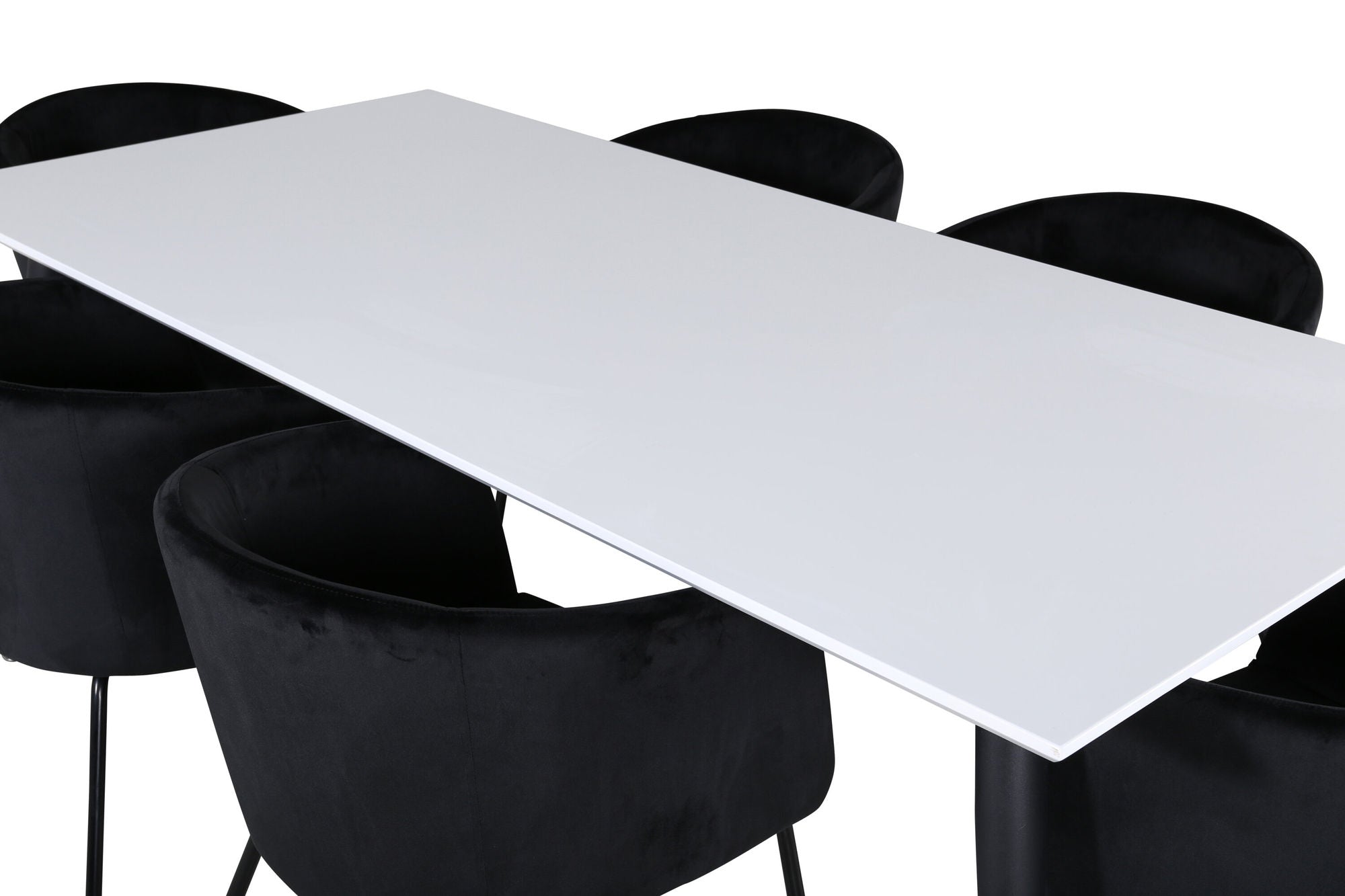 Venture Home Jimmy spisebord - Black / White HPL+Berit stol - Black / Black Velvet_6