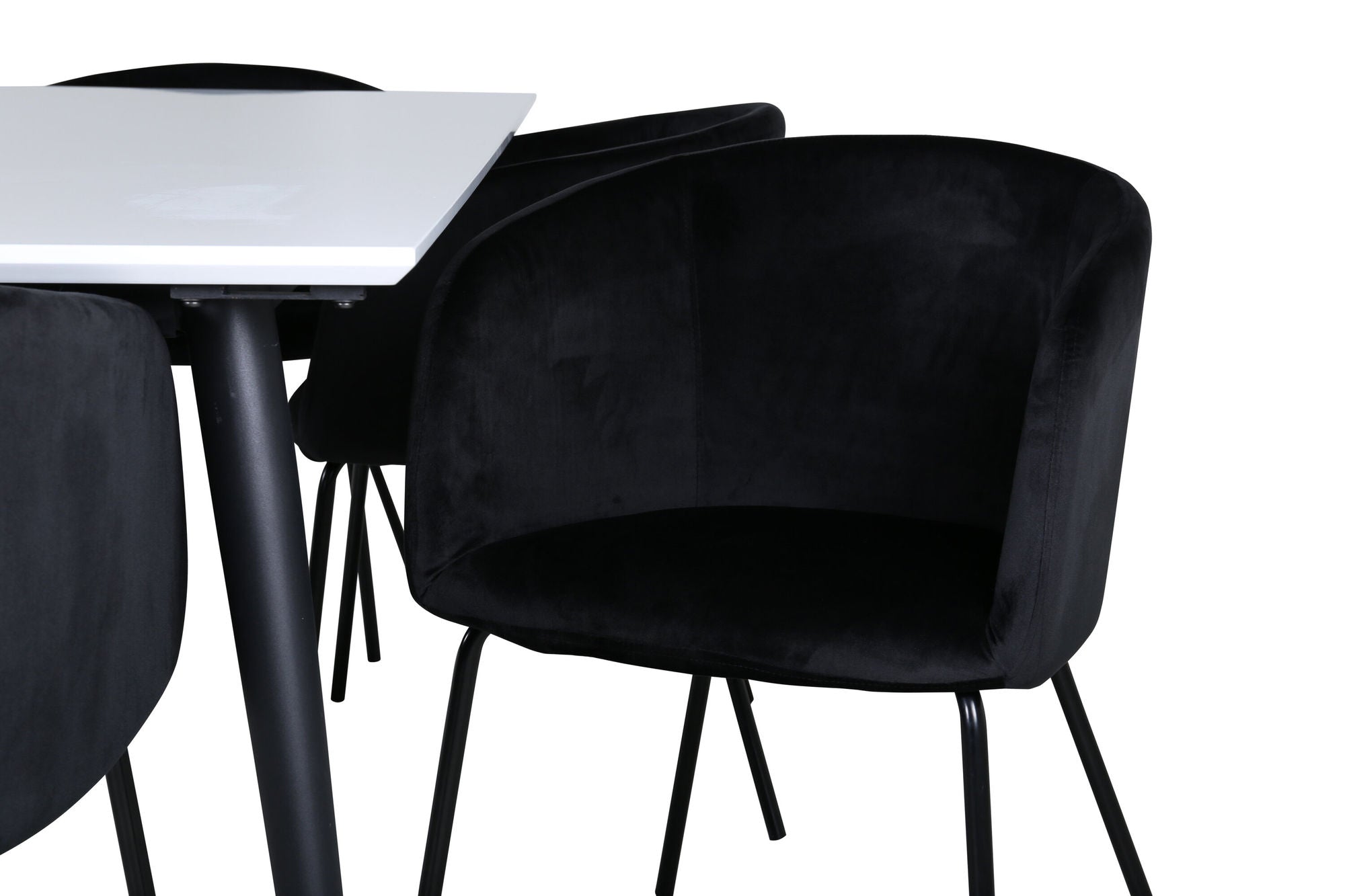 Venture Home Jimmy spisebord - Black / White HPL+Berit stol - Black / Black Velvet_6