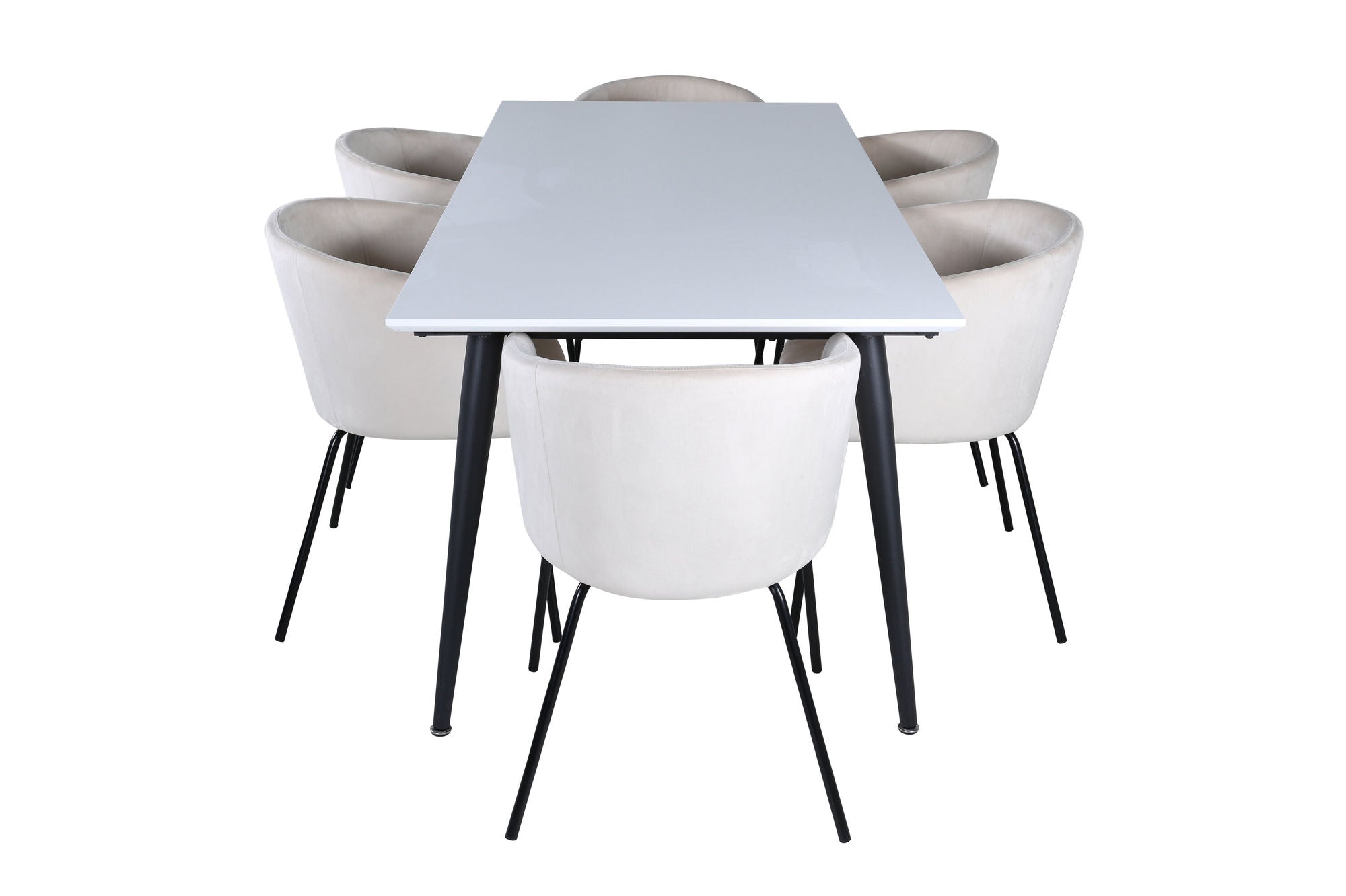 Venture Home Jimmy spisebord - Black / White HPL+Berit stol - Black / Beige Velvet_6