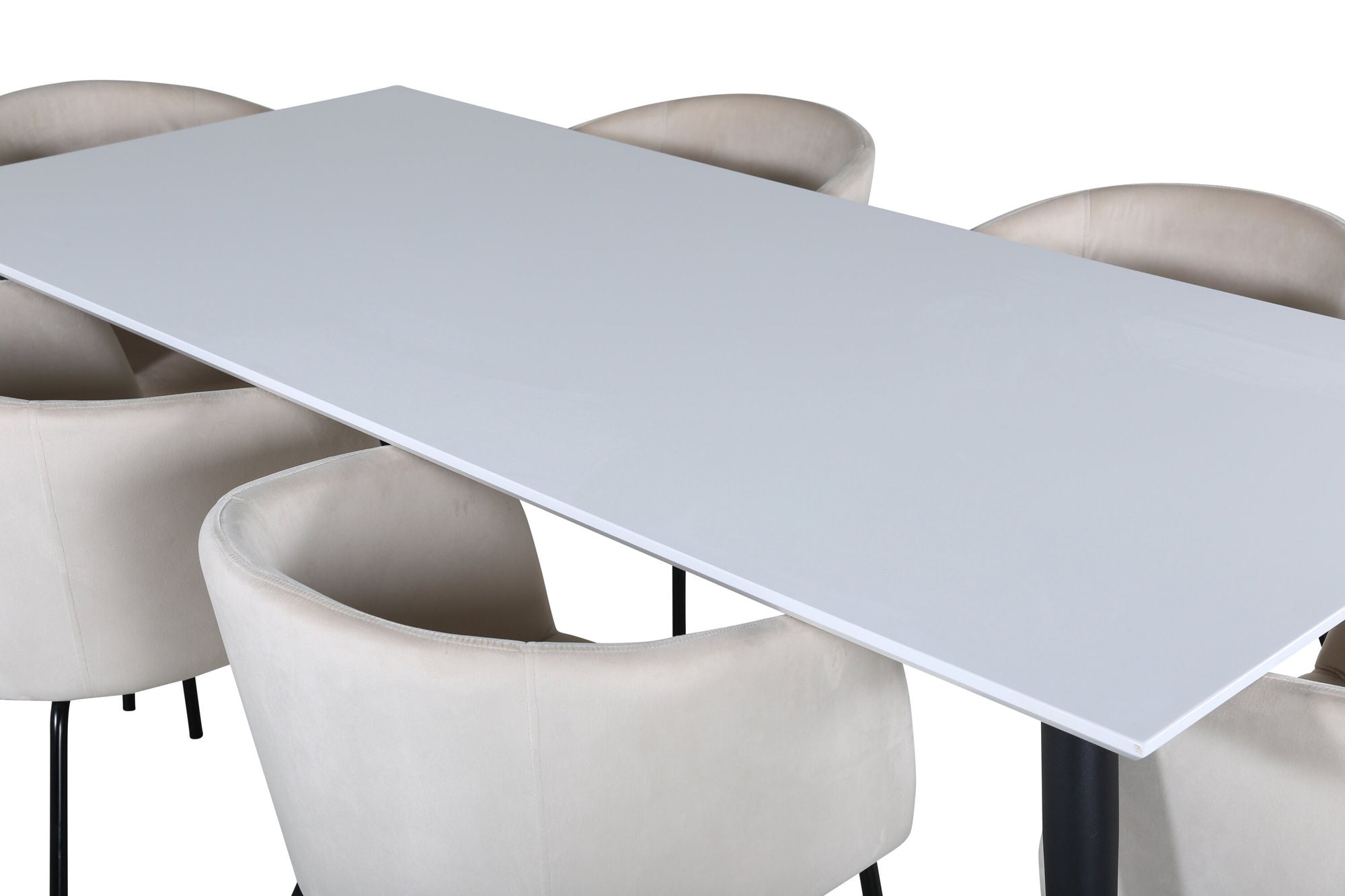 Venture Home Jimmy spisebord - Black / White HPL+Berit stol - Black / Beige Velvet_6