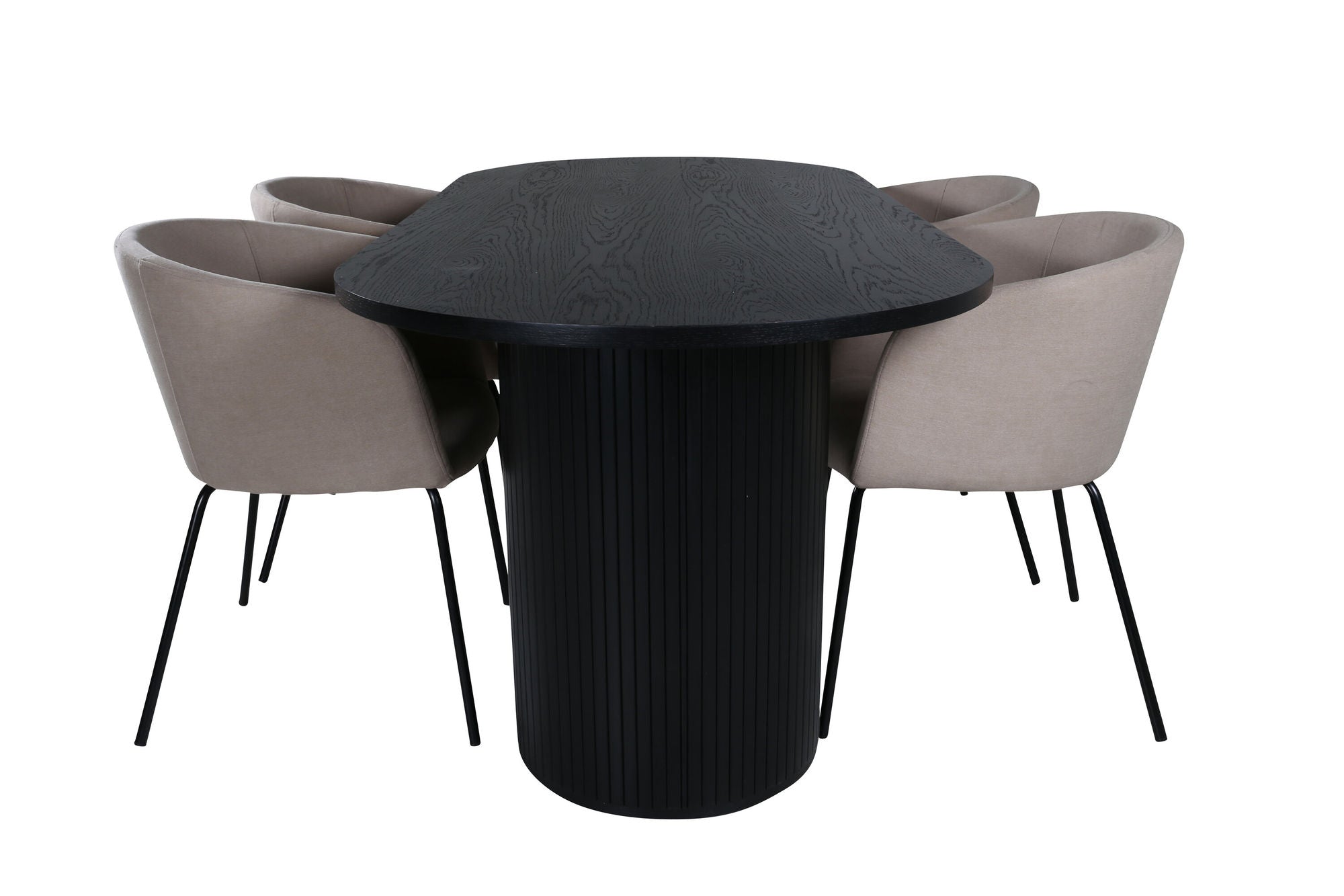 Venture Home Bianca Oval spisebord , Black Black Veneer+Berit stol , Black Beige Fabric (Polyester linen )_4